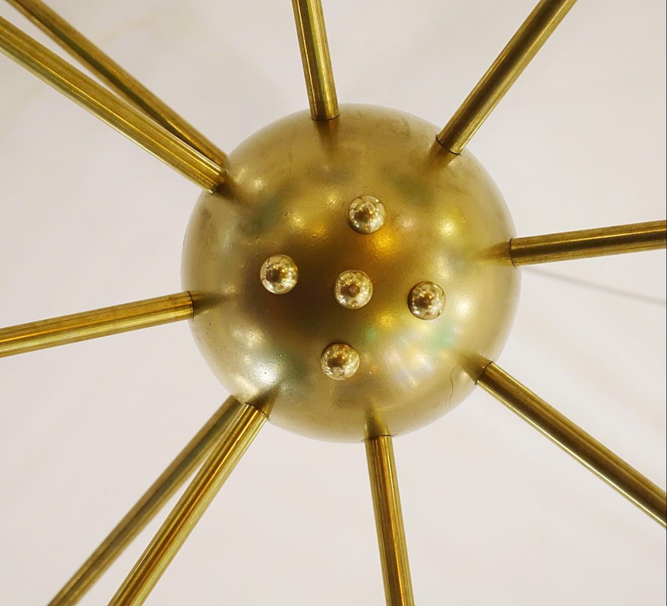 Contemporary Glass and Brass Sputnik Chandelier, Belgian Creation Signed 