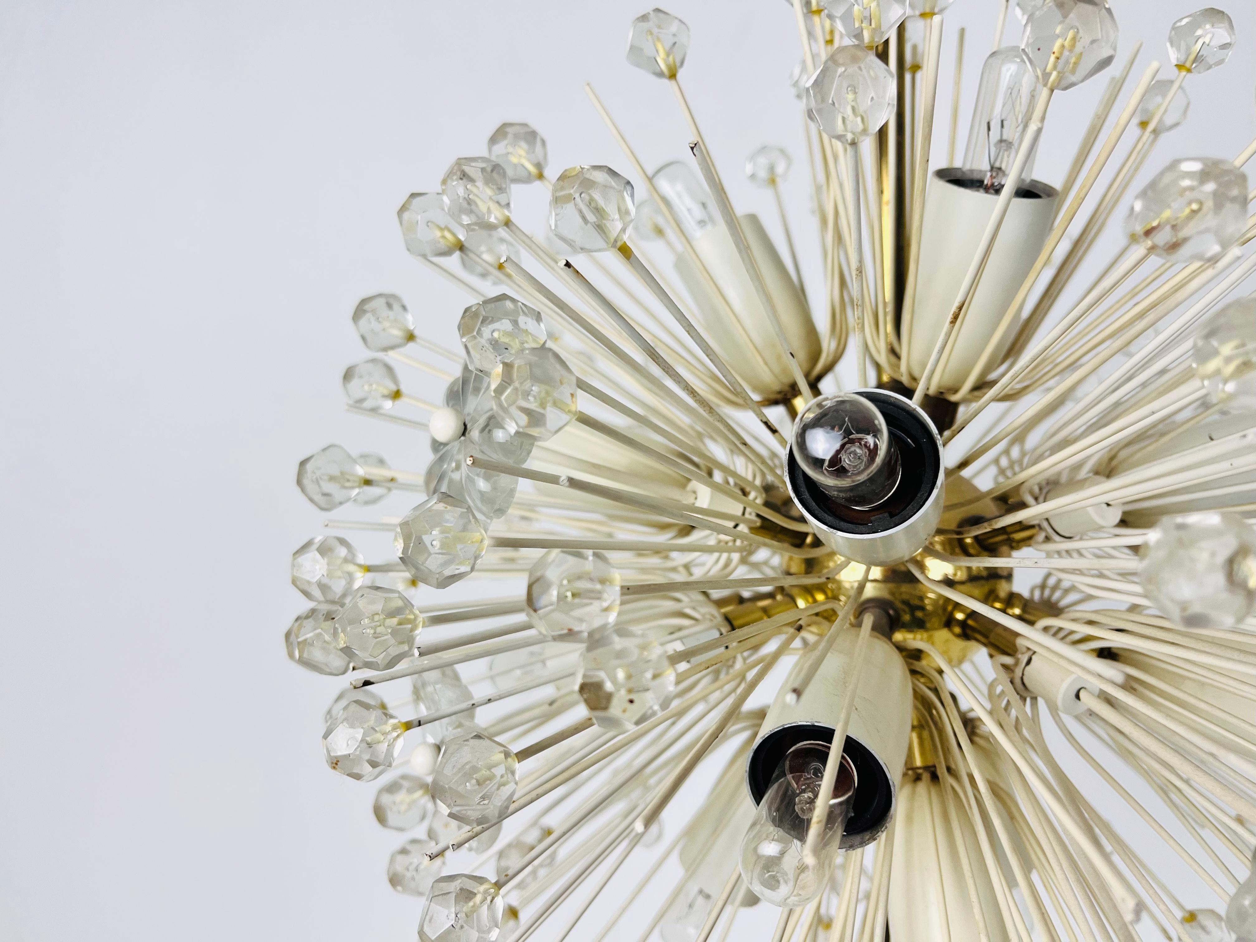 Glass and Brass Sputnik Chandelier by Emil Stejnar for Rupert Nikoll, 1960s For Sale 3
