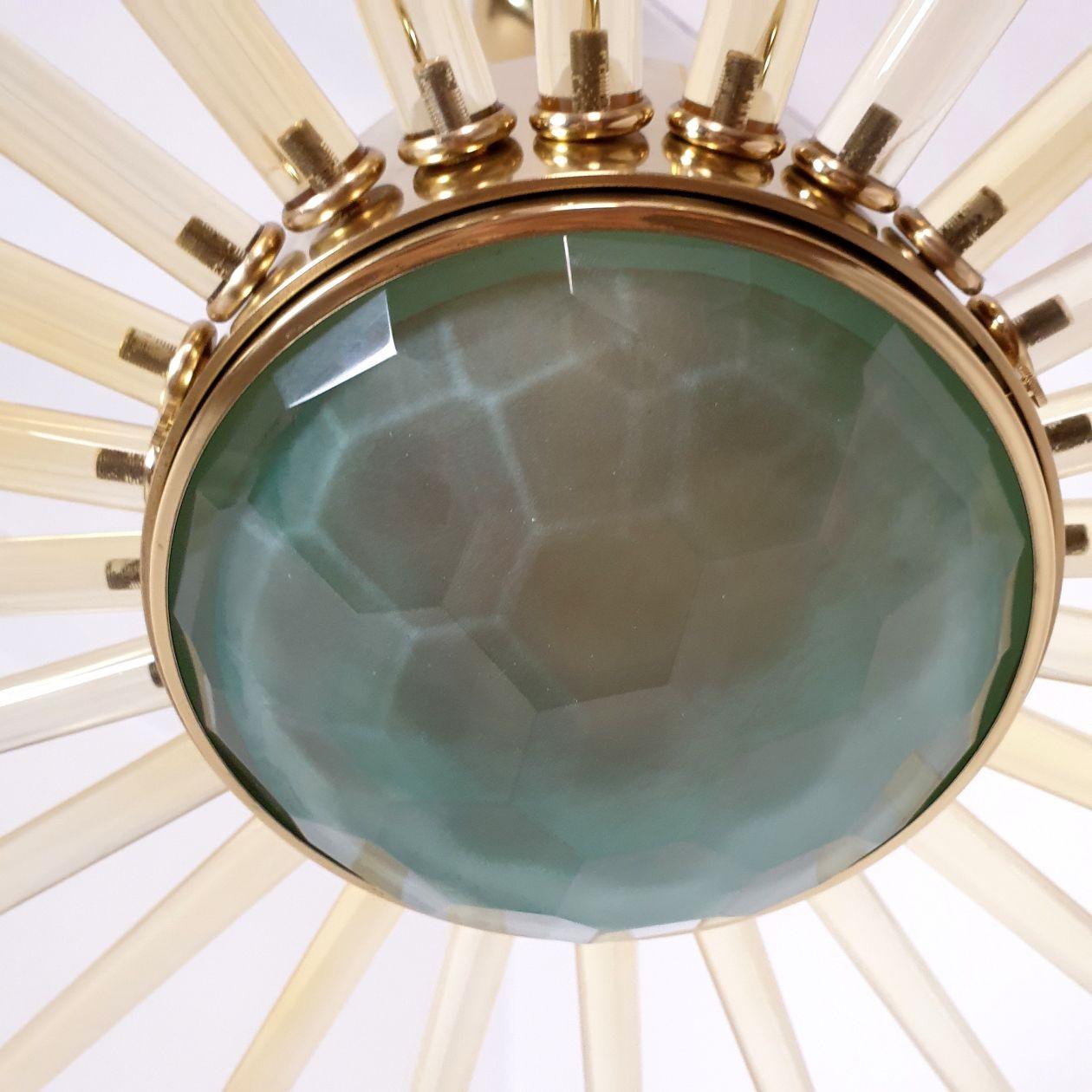Glass and Brass Sputnik Chandelier, Italy For Sale 3