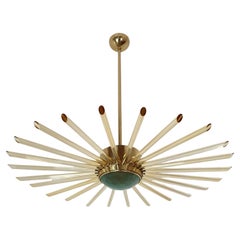 Glass and Brass Sputnik Chandelier, Italy