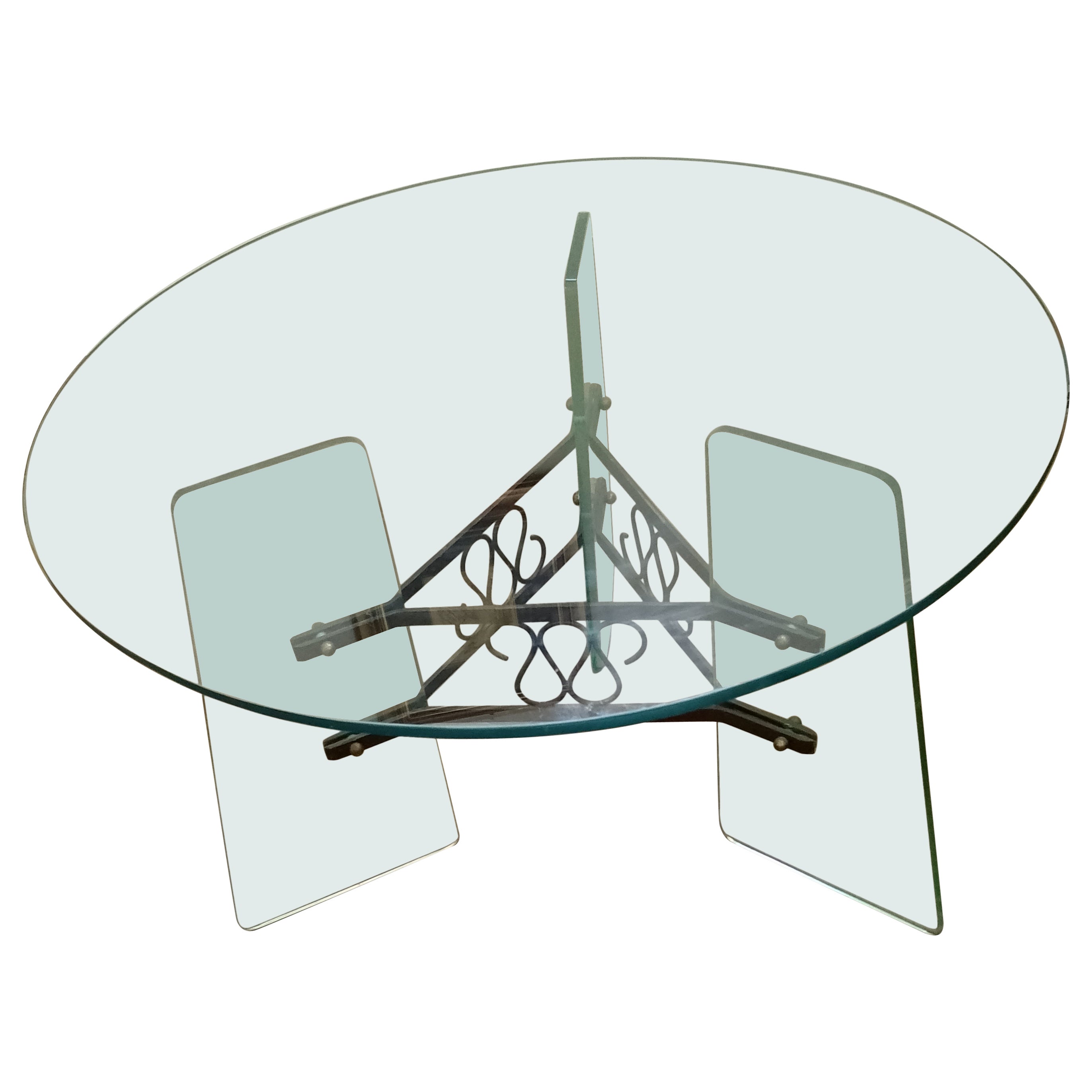 Table en verre et laiton Italie 1940