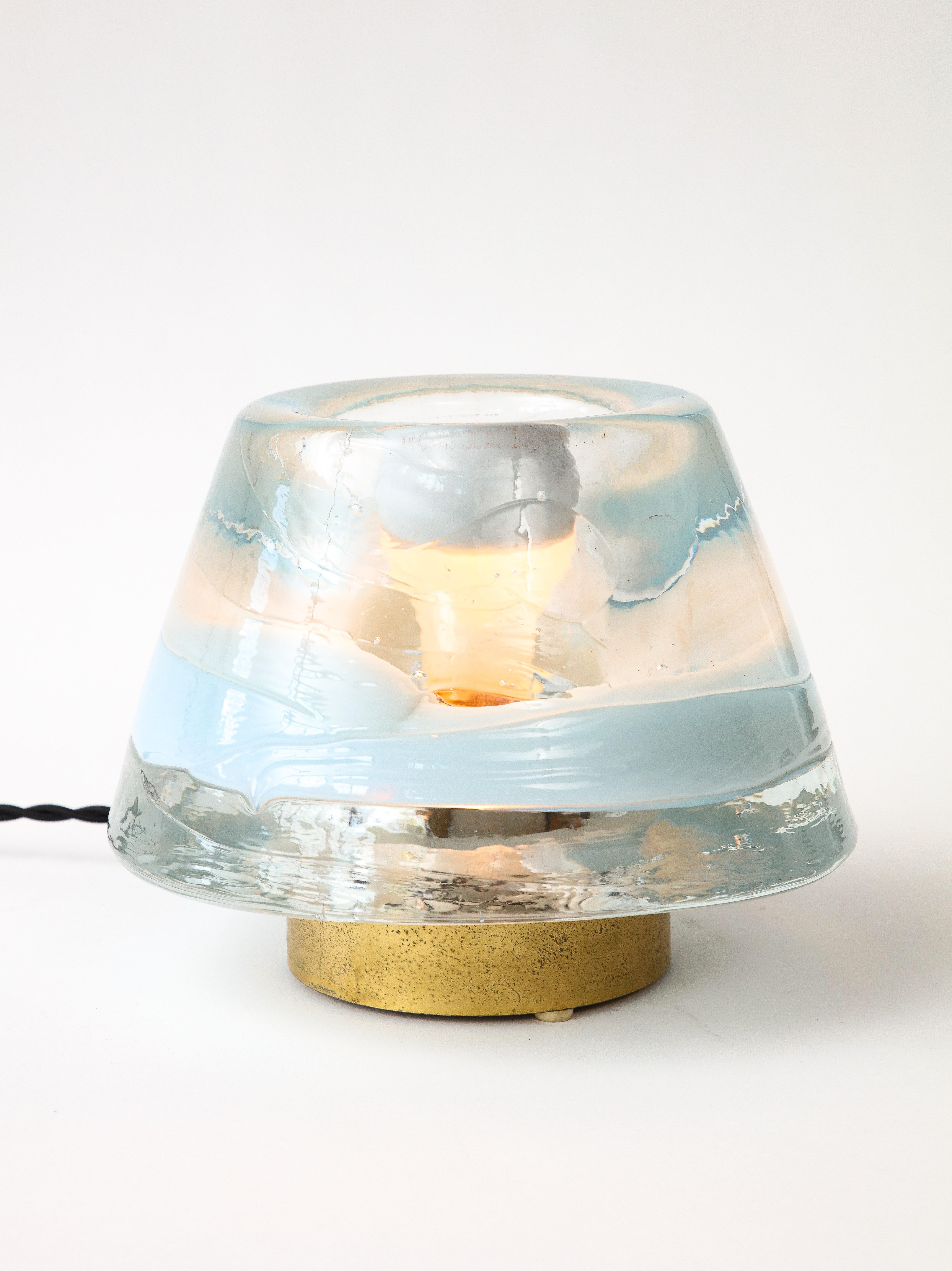 Modern Glass and Brass Table Lamp 