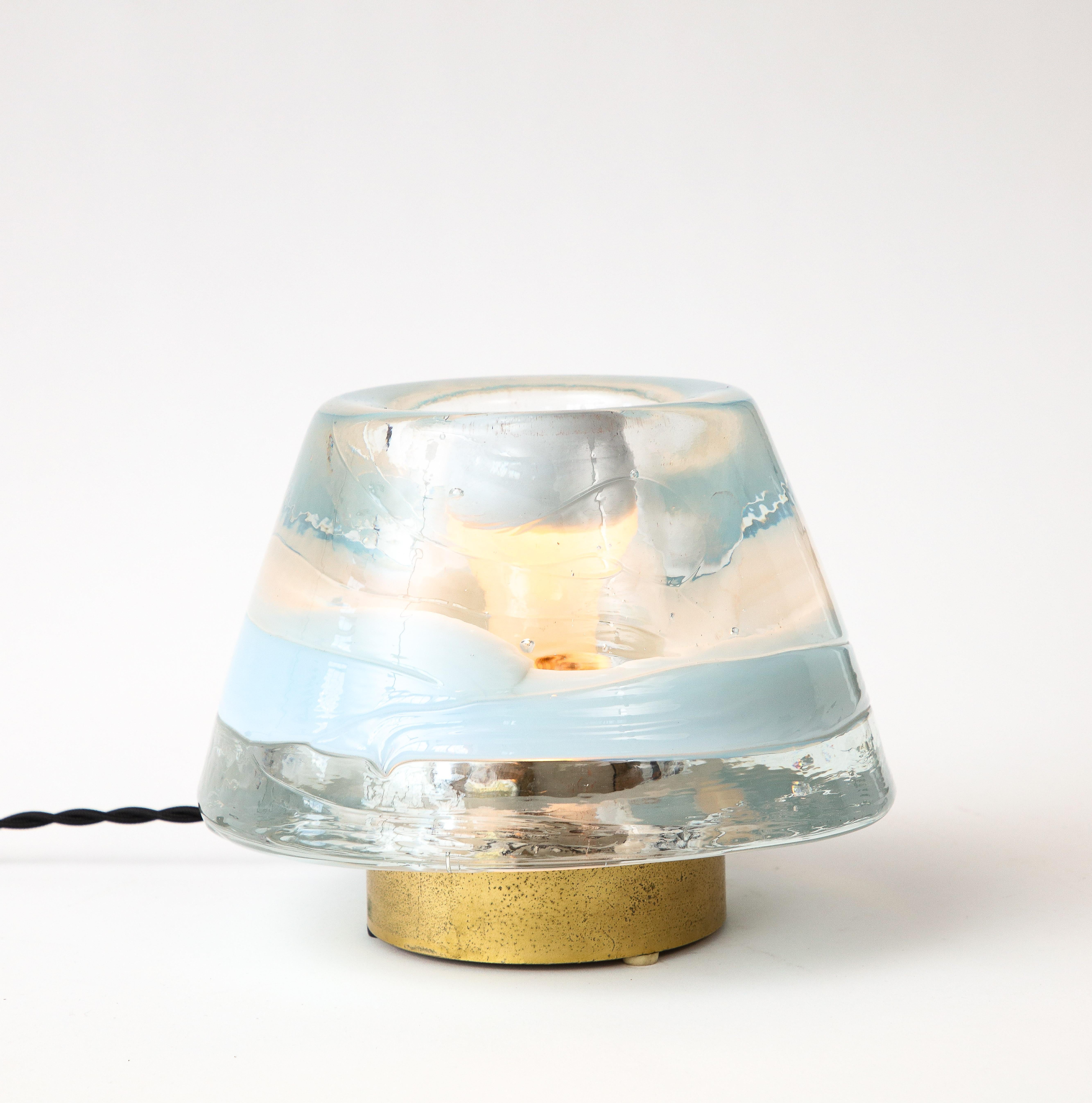 20th Century Glass and Brass Table Lamp 