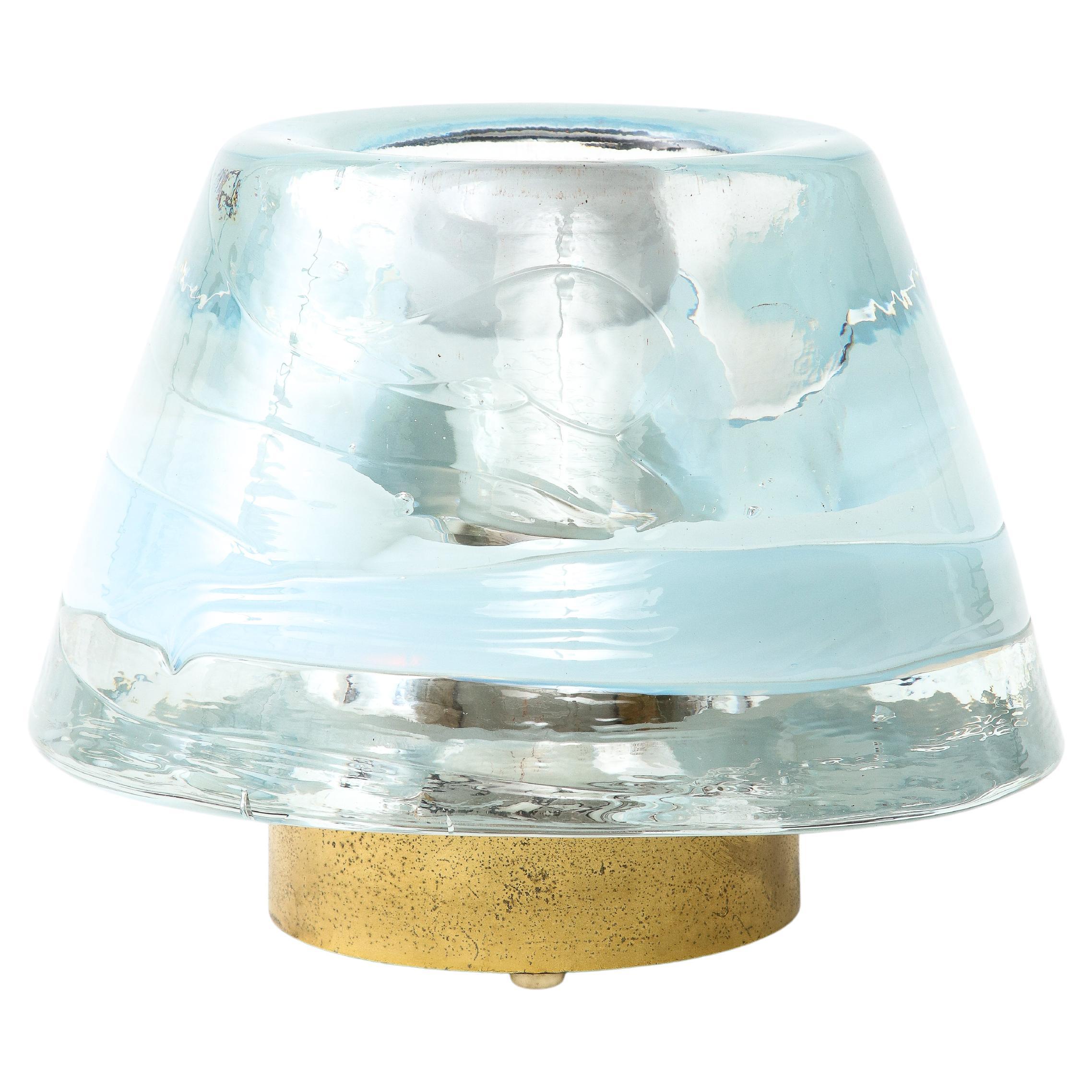 Glass and Brass Table Lamp "Gill" by Renato Toso and Roberto Pamio, Italy For Sale