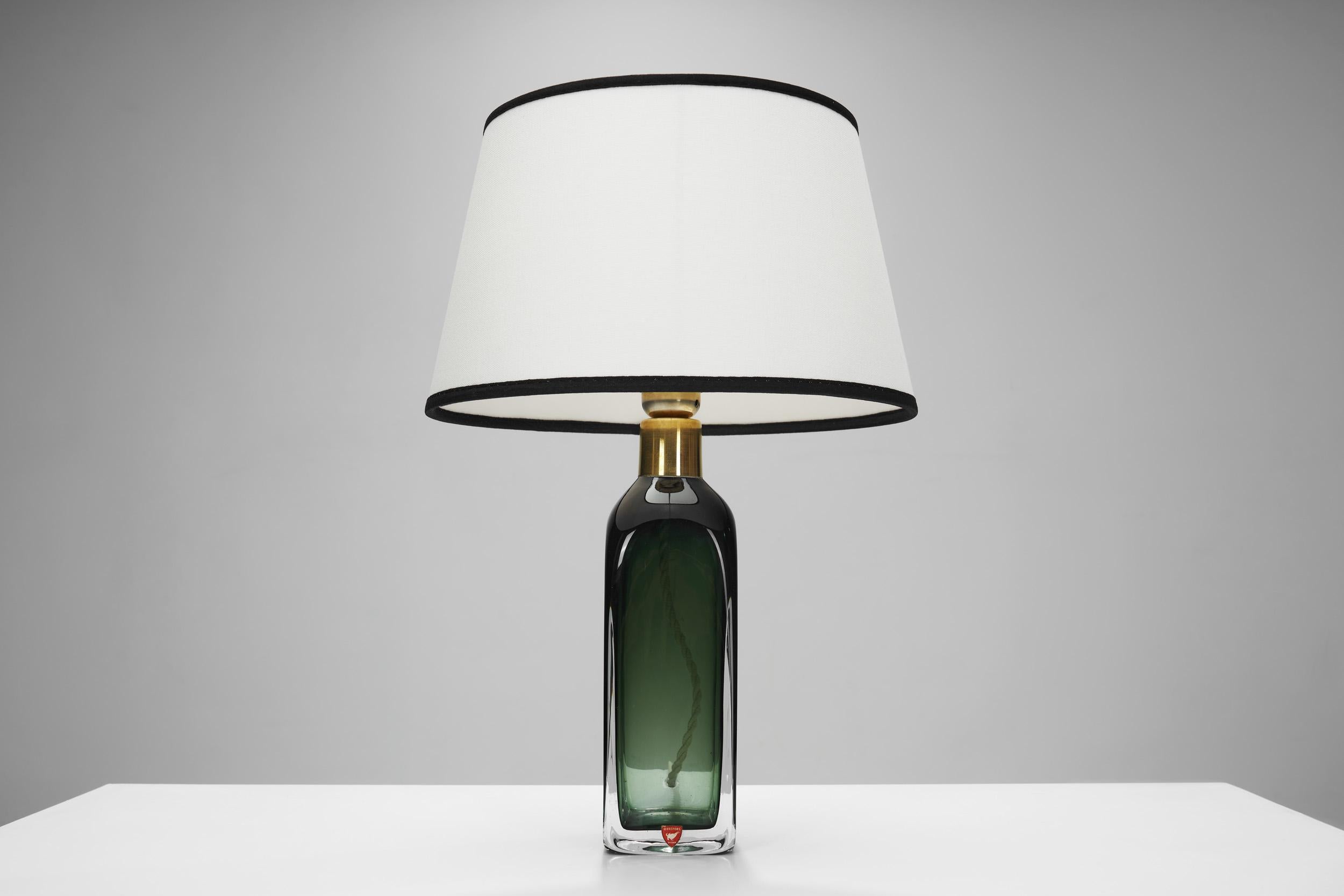 Lampes de table en verre et laiton de Carl Fagerlund pour Orrefors, Suède 20e siècle en vente 1