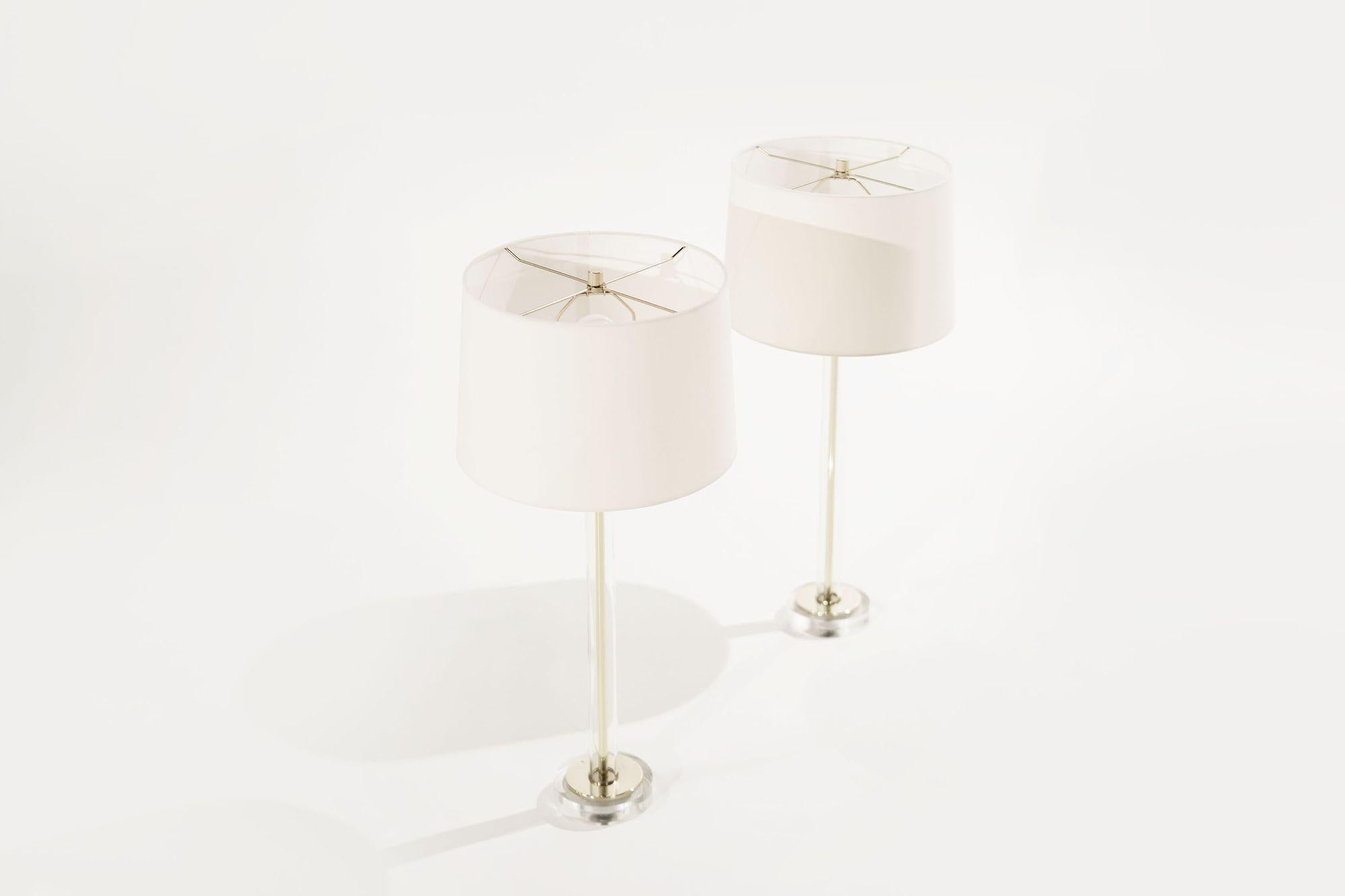 American Glass and Brass Table Lamps, C. 1960s For Sale