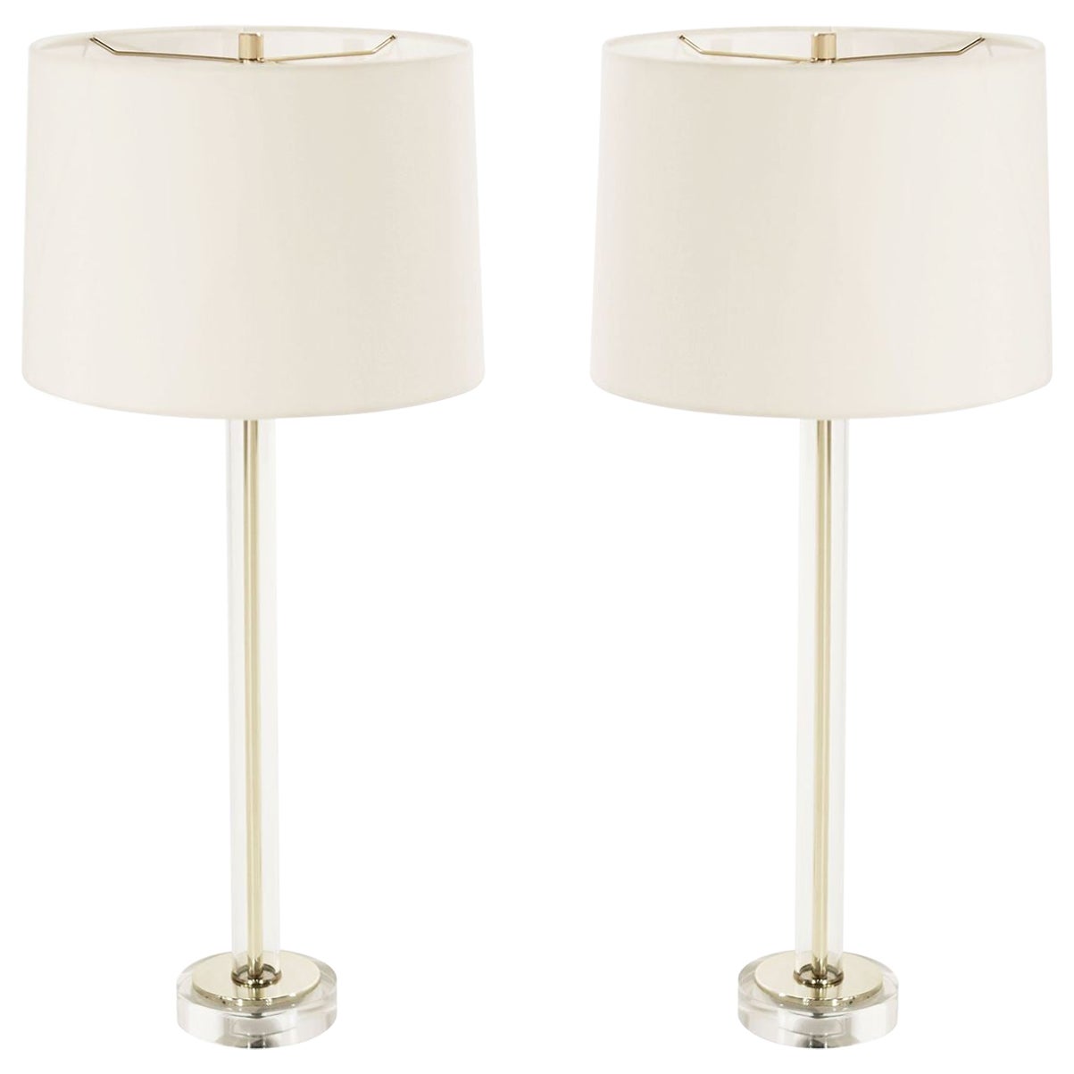 Glass and Brass Table Lamps, C. 1960s