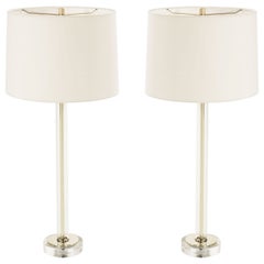 Lampes de table en verre et laiton, années 1960