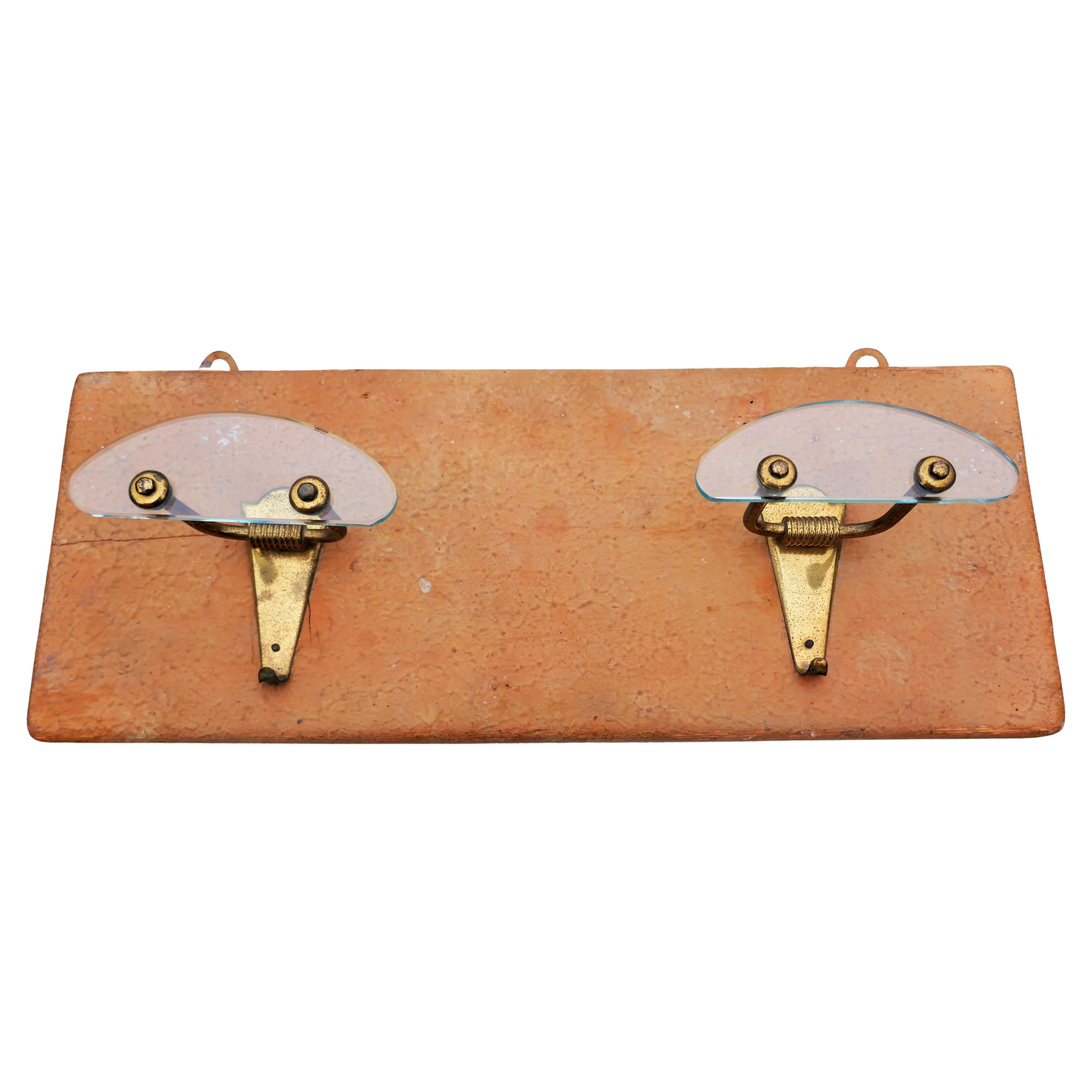 Modern Glass and brass wall coat rack For Sale
