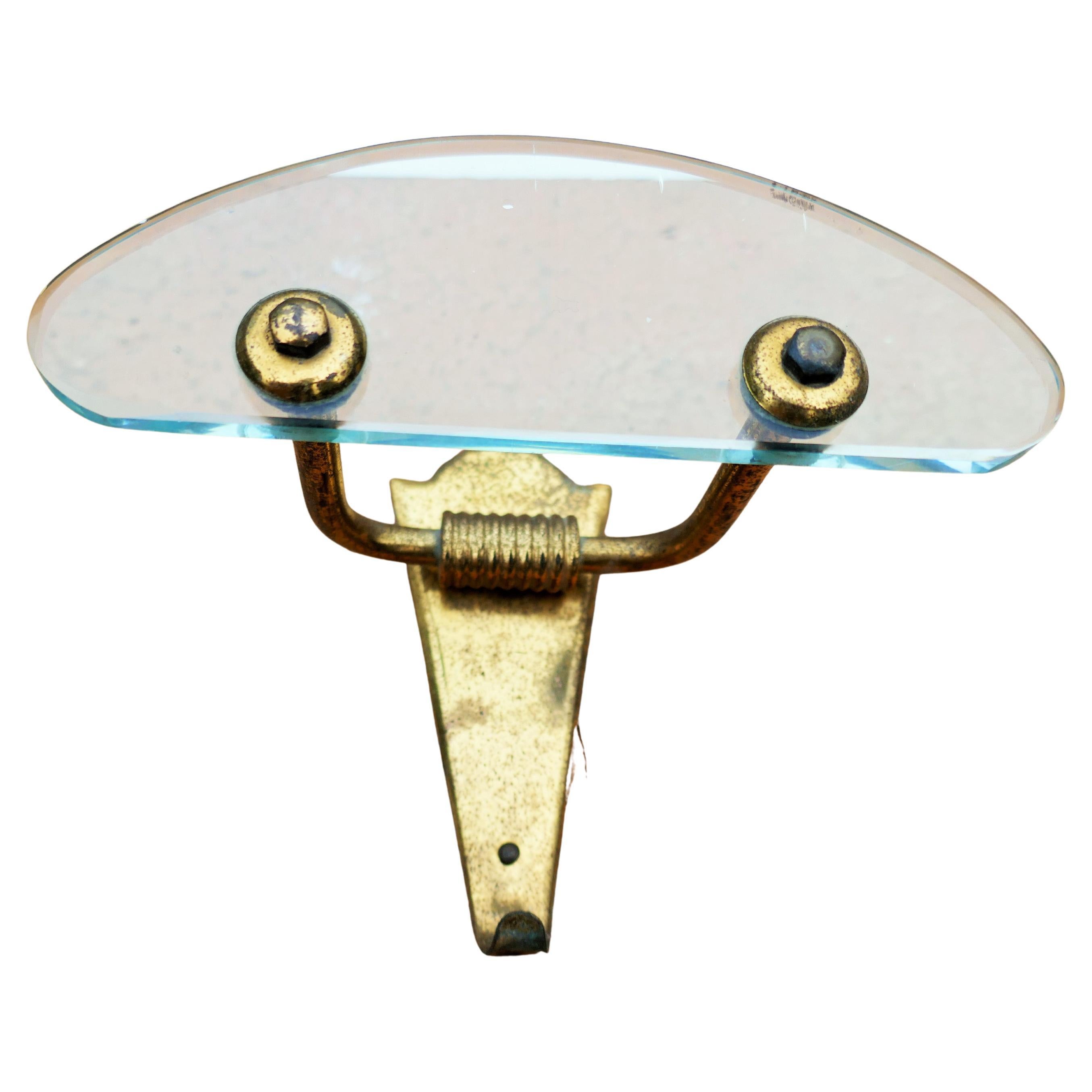 Italian Glass and brass wall coat rack For Sale