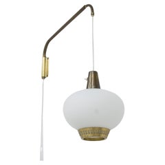 Vintage Glass and brass wall lamp by Hans Bergström for ASEA belysning, Swedish modern
