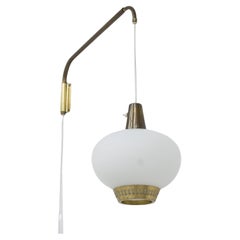 Glass and brass wall lamp by Hans Bergström for ASEA belysning, Swedish modern