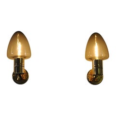 Glass and Brass Wall Lamps V-220 by Hans-Agne Jakobsson, 1950s, Sweden