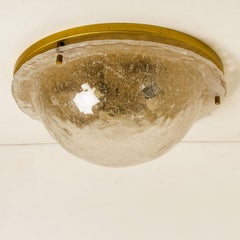 Glass and Brass Wall Sconce or Flush Mount Cosack Lights, Germany, 1970s