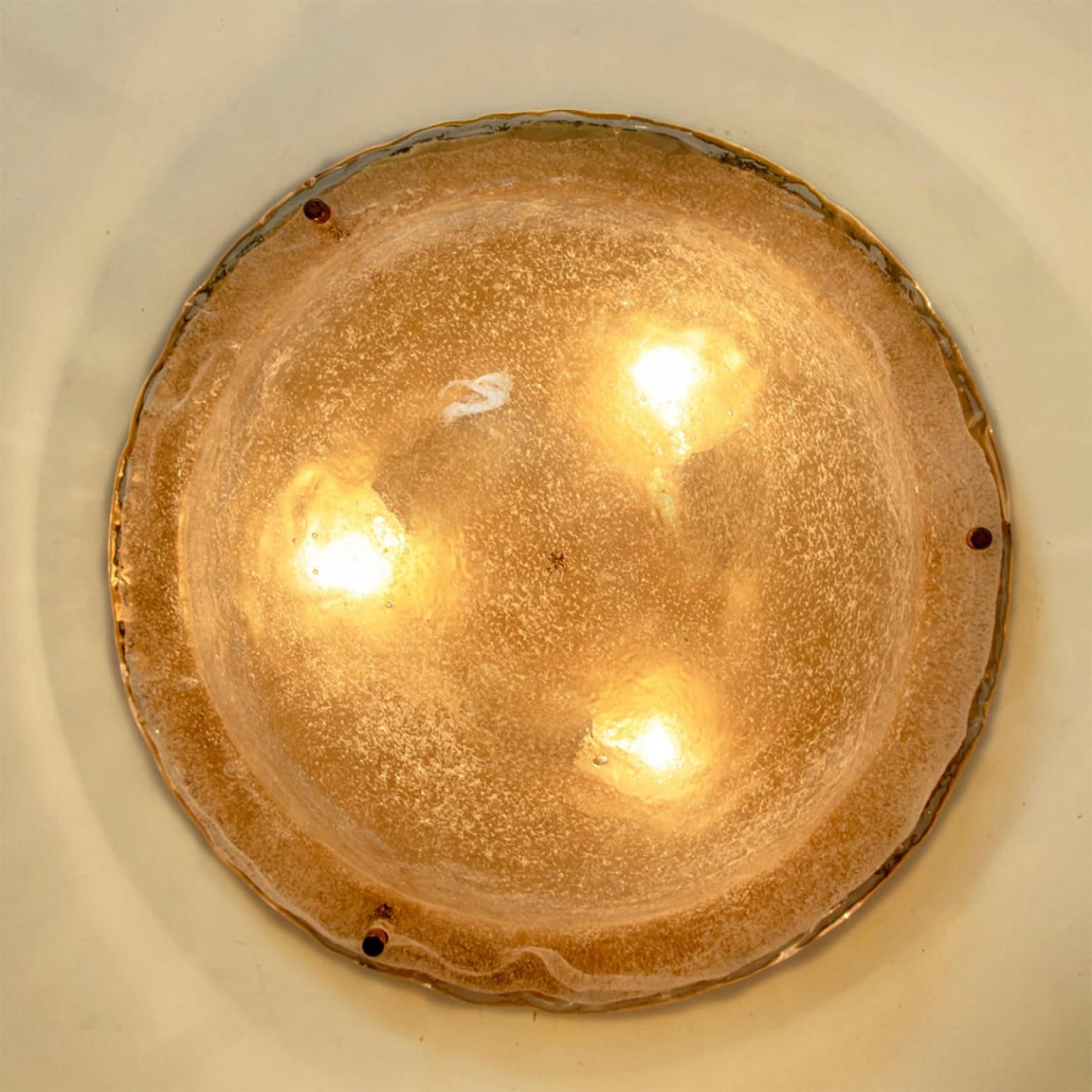 Lámpara de pared o empotrable de cristal y latón Cosack Lights, Alemania, años 70 siglo XX en venta