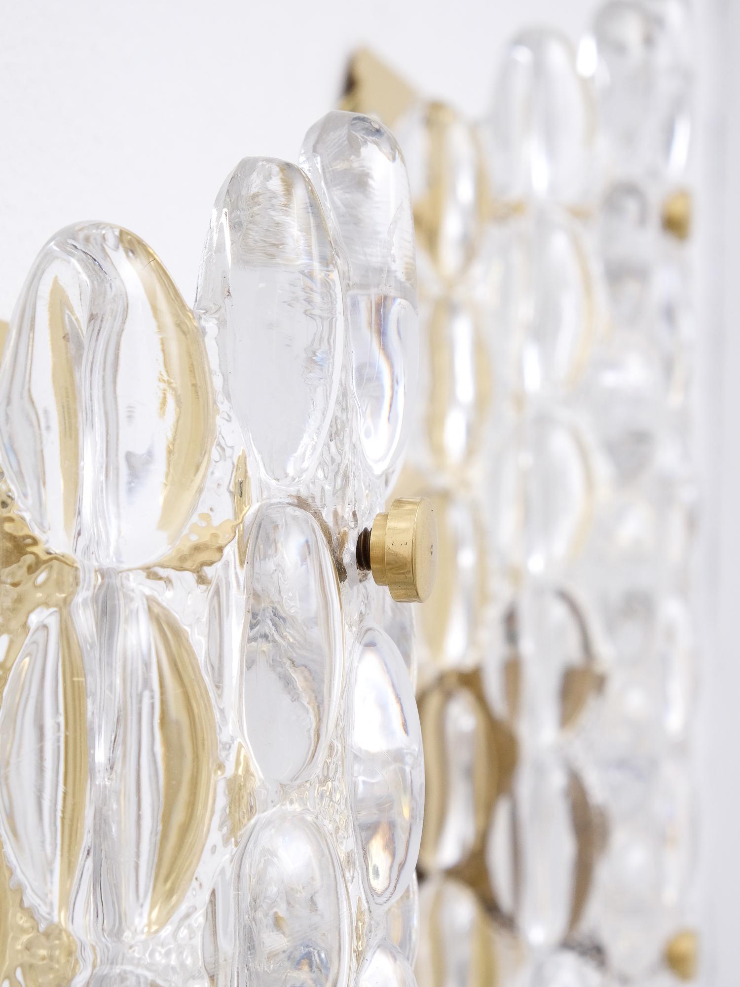 Mid-20th Century Glass and Brass Wall Sconces by Carl Fagerlund for Orrefors, 1960s