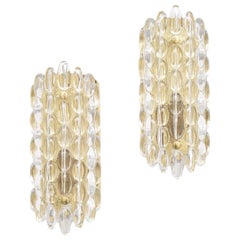 Glass and Brass Wall Sconces by Carl Fagerlund for Orrefors, 1960s