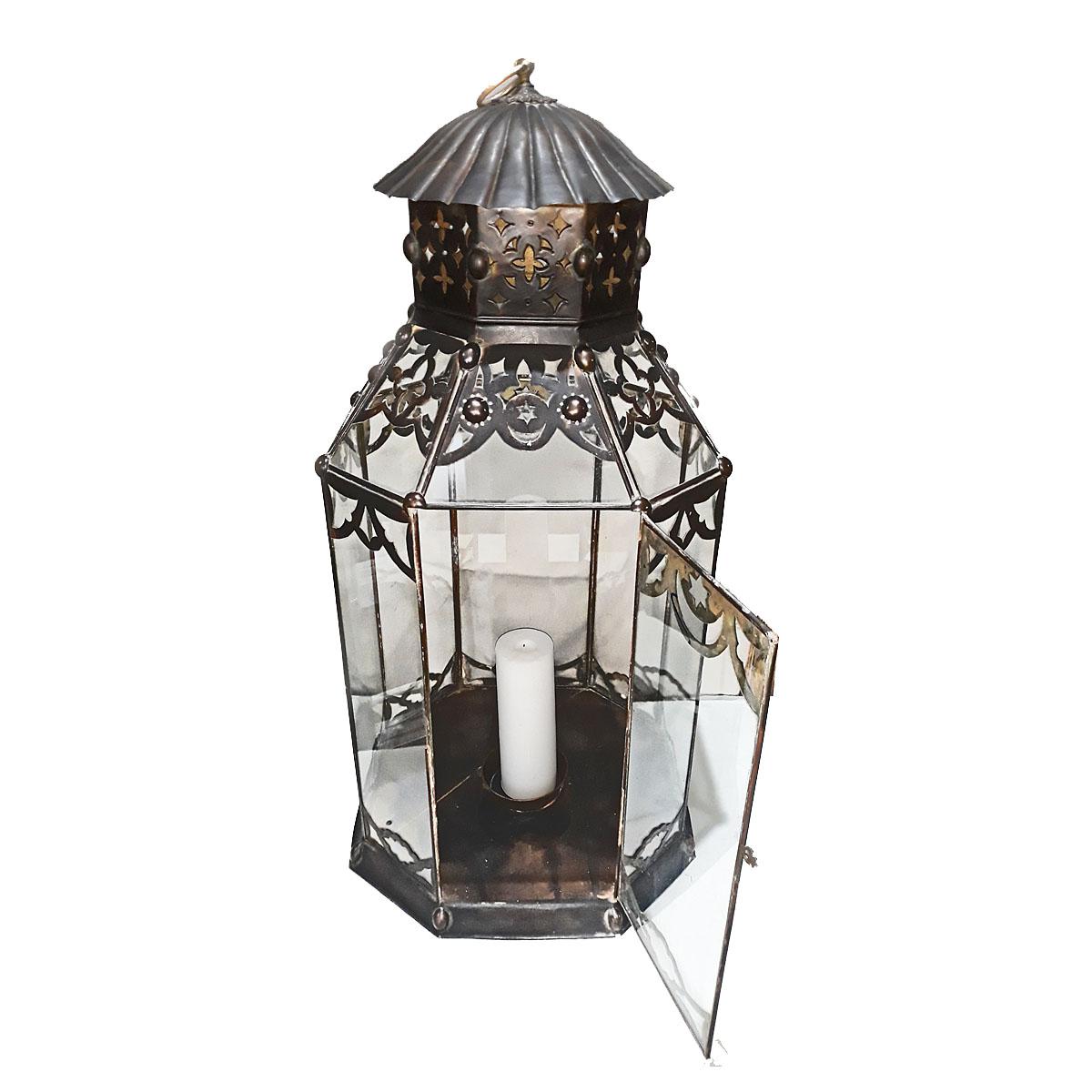 Forged Glass and Metal Turkish Lantern