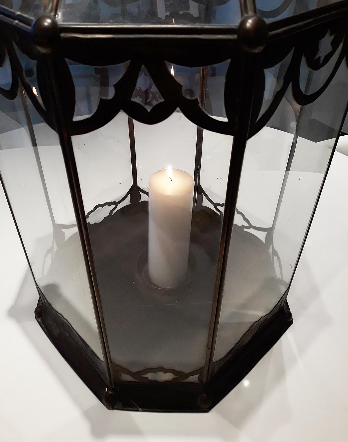 Contemporary Glass and Metal Turkish Lantern