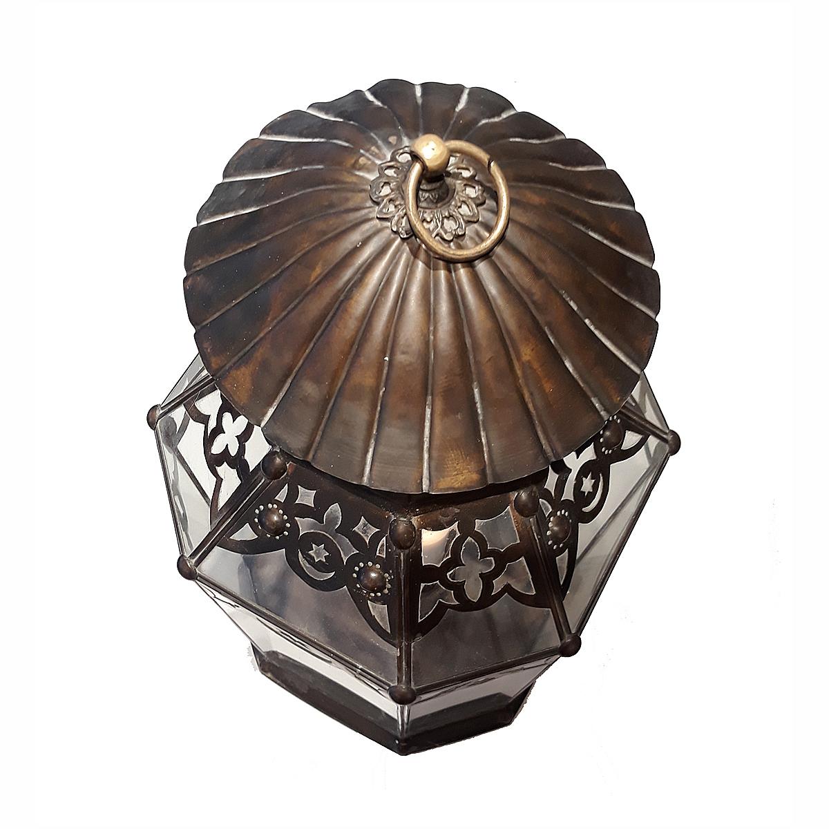 Brass Glass and Metal Turkish Lantern