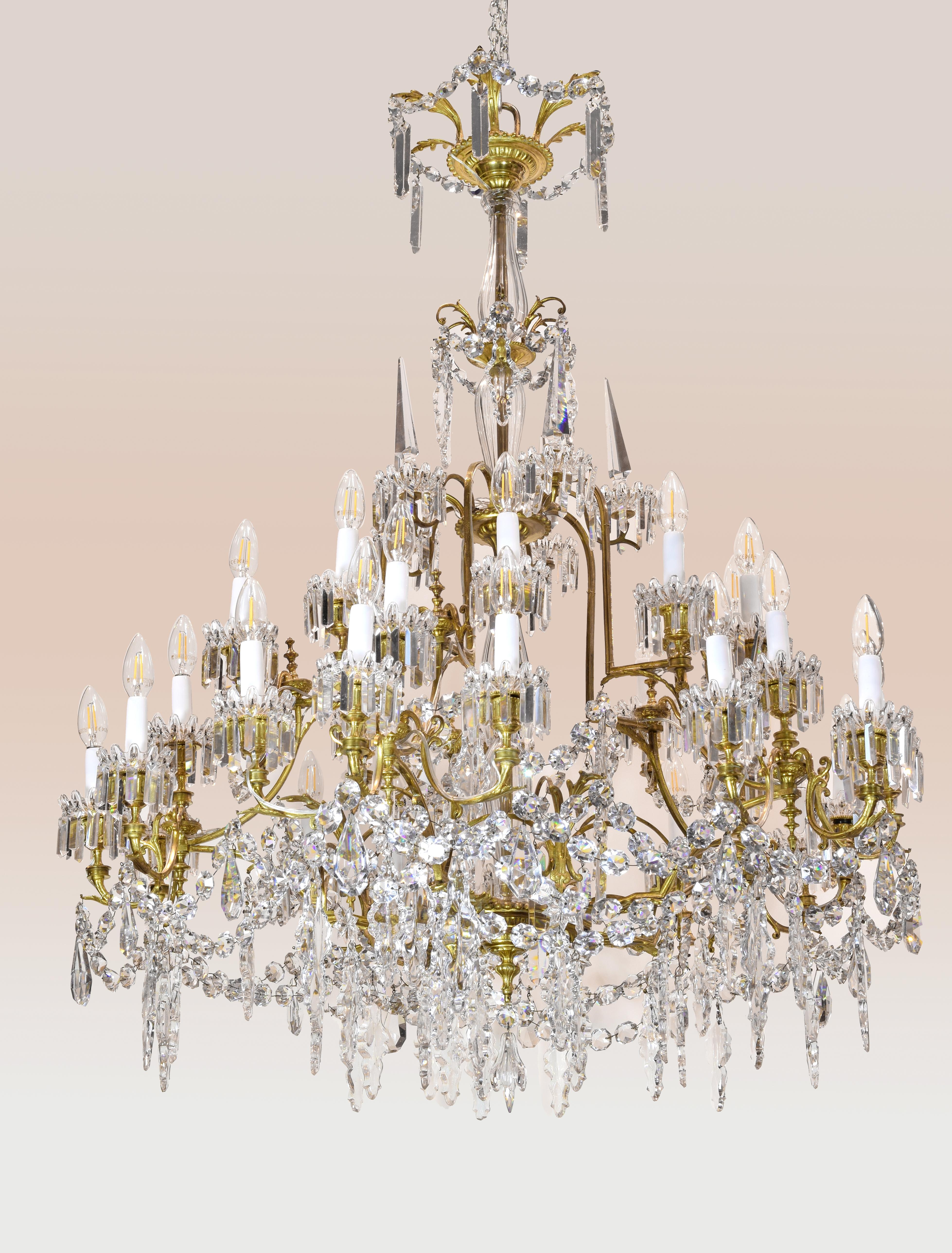 Glass and Bronze Chandelier, 19th Century For Sale 2