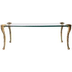 Glass and Bronze Coffee Table Attributed to P.E. Guerin