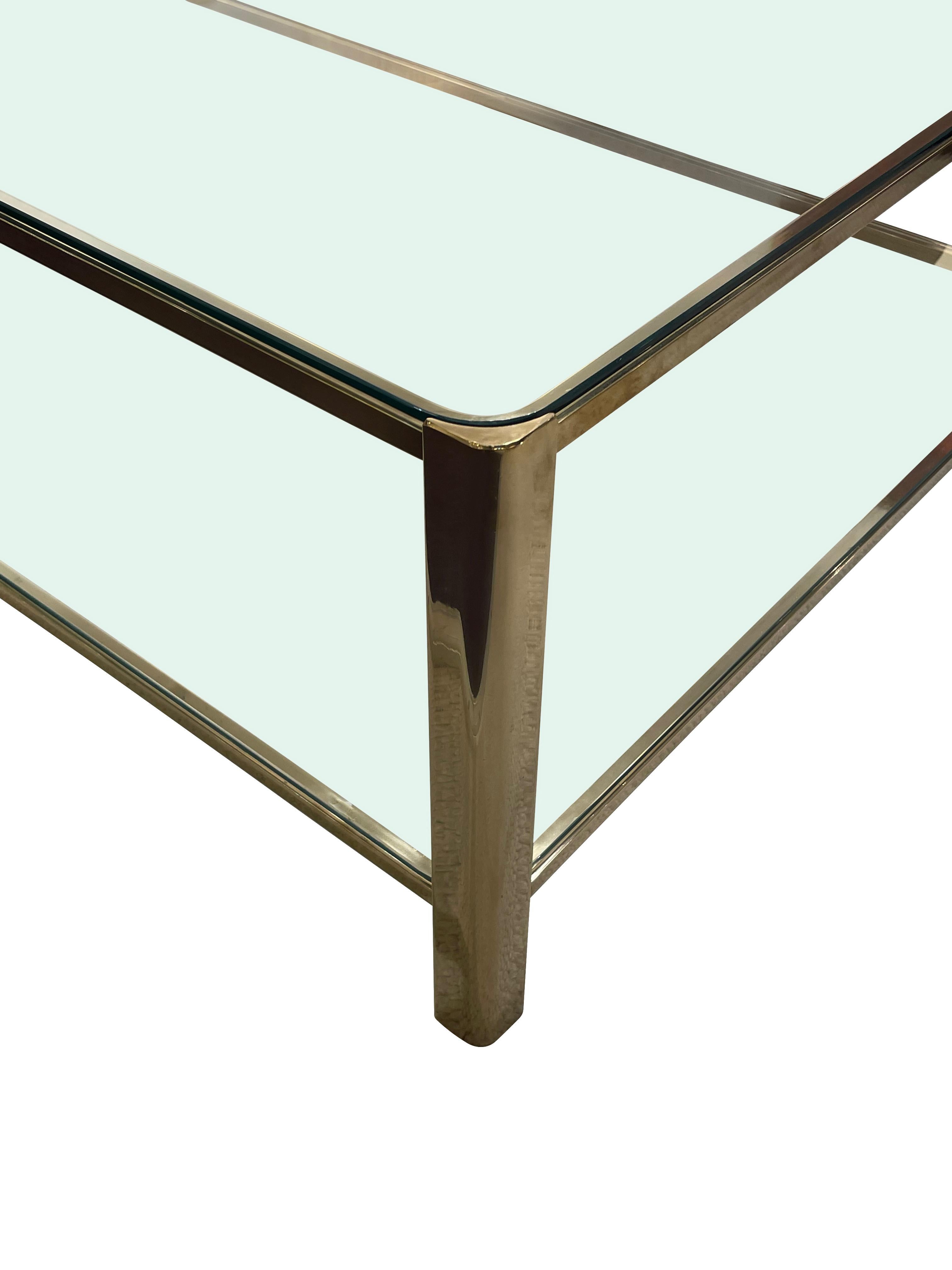 French Glass And Bronze Coffee Table By Jacques Quinet, France, 1940s For Sale