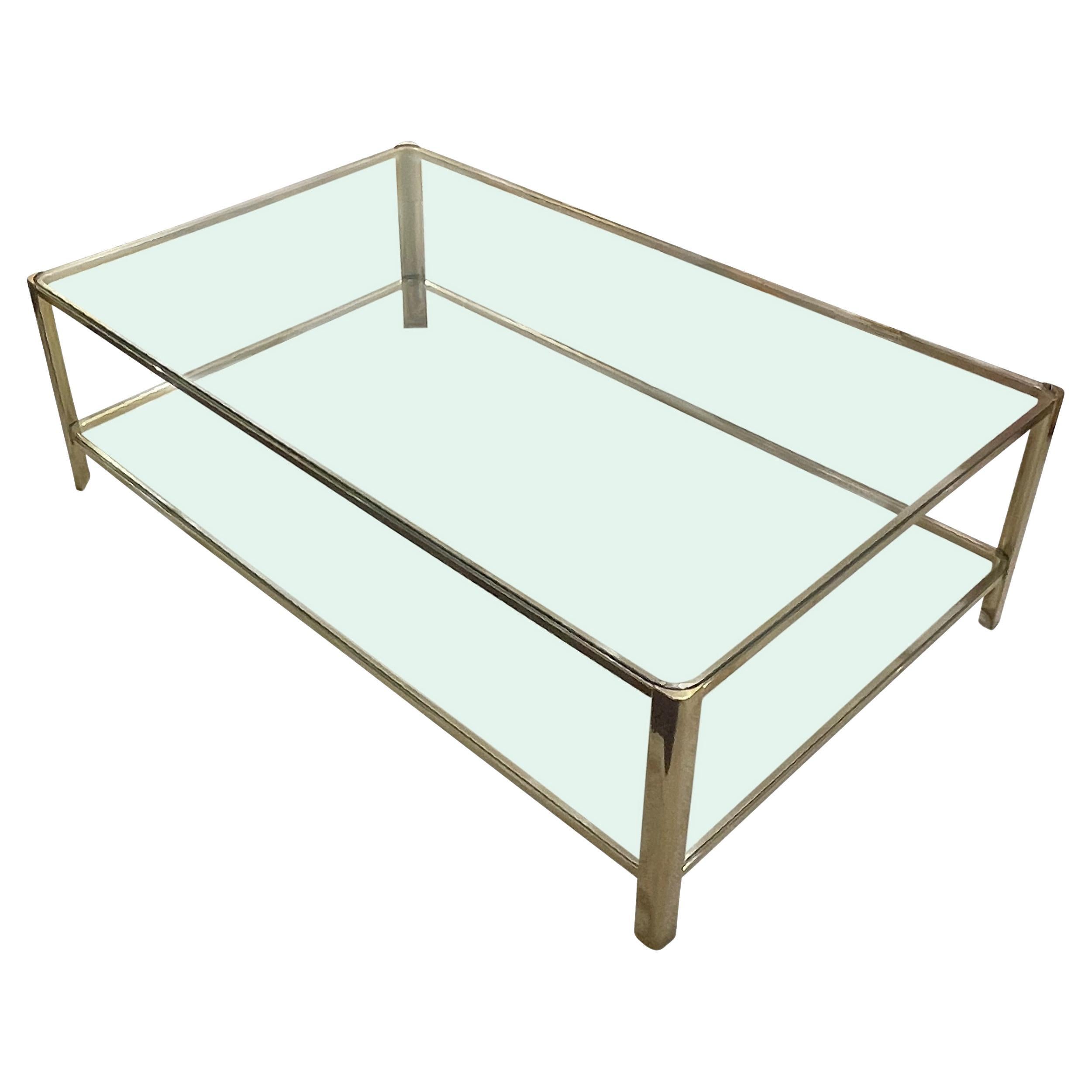 Glass And Bronze Coffee Table By Jacques Quinet, France, 1940s For Sale