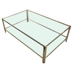 Vintage Glass And Bronze Coffee Table By Jacques Quinet, France, 1940s