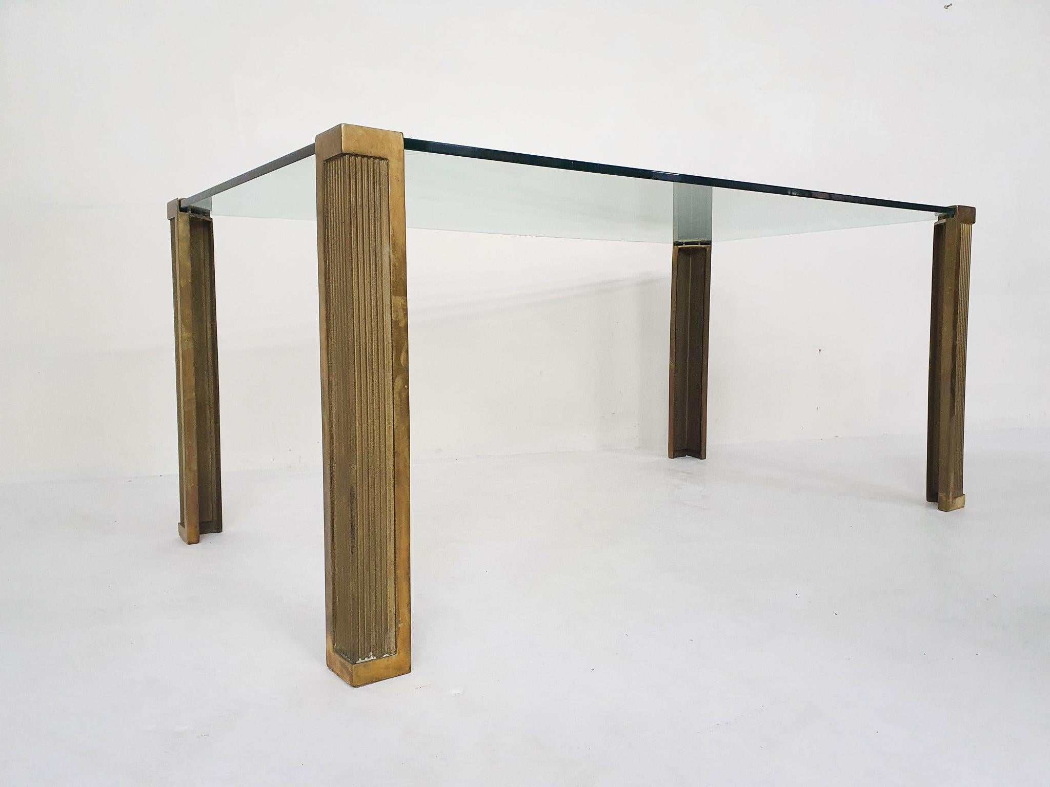 Mid-Century Modern Glass and Bronze Dining Table by Peter Ghyczy, Germany, 1970's