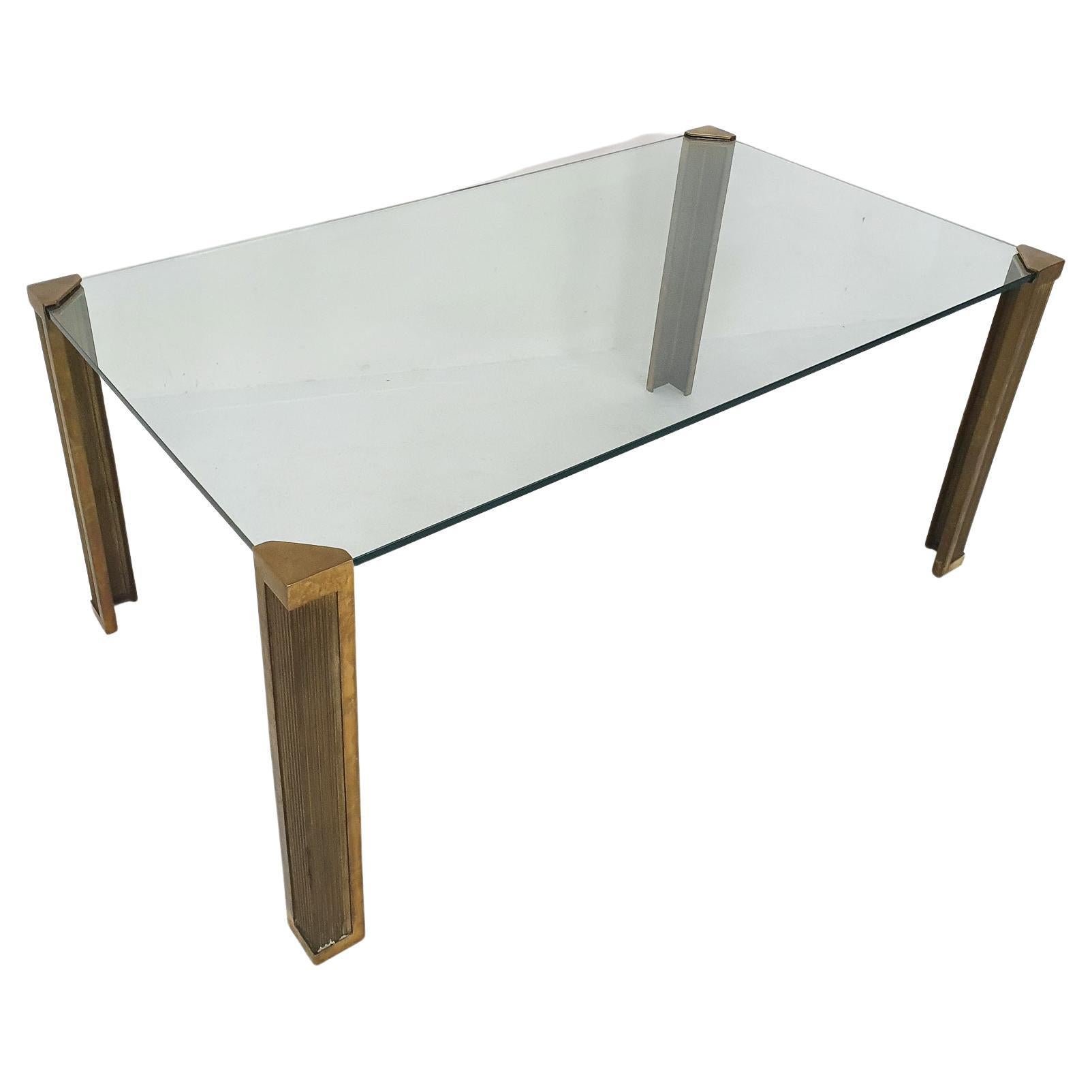 Glass and Bronze Dining Table by Peter Ghyczy, Germany, 1970's