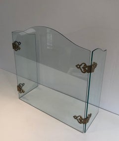 Glass and Bronze Fire Place Screen, French, Circa 1970