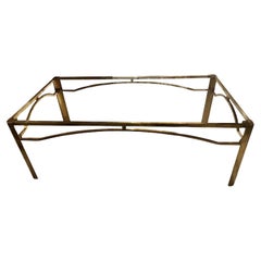 Glass And Bronze Jacques Quinet Rectangular Coffee Table, France, 1940s