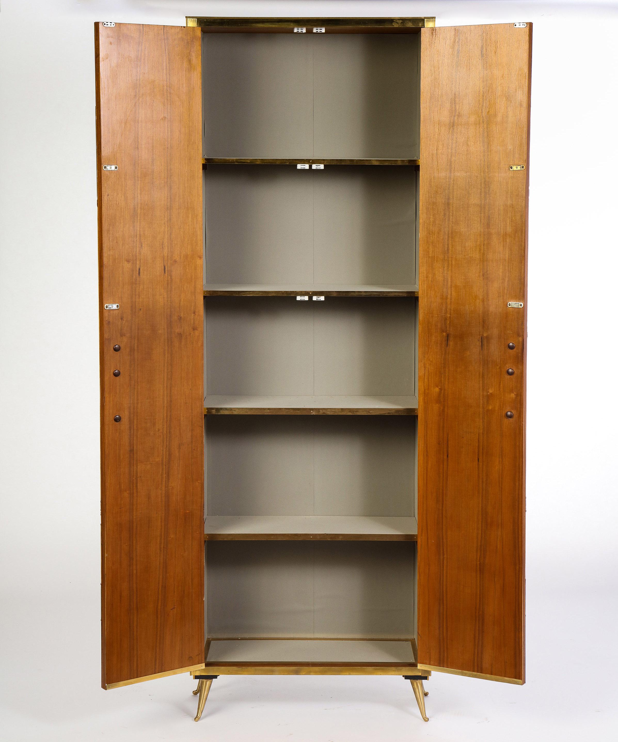 Glass and Bronze Two-Door Cabinet Decorated with an Abstract Face, Modern 4