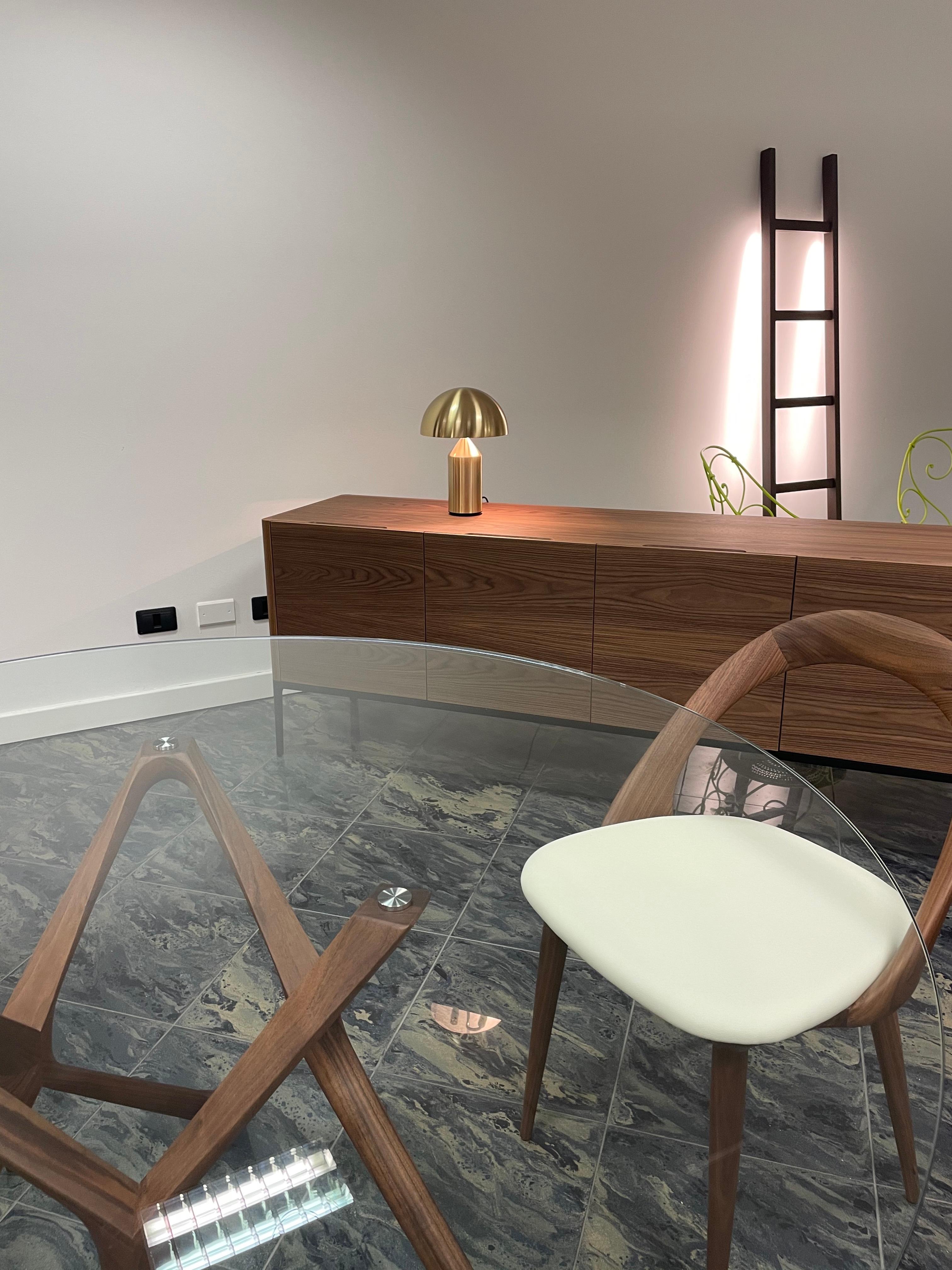 Tisch aus Glas und Walnuss Canaletta - Porada Circe im Zustand „Neu“ im Angebot in Alcamo, IT
