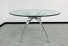 Table de salle à manger en verre et en fonte d'aluminium, vers 1980