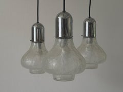 Glass and Chrome 3 Shade Cascade Lamp by WILA, 1960s, Germany