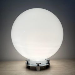 Glass and Chrome 752 Table Lamp attributed to Martinelli Luce, Italy, 1970s