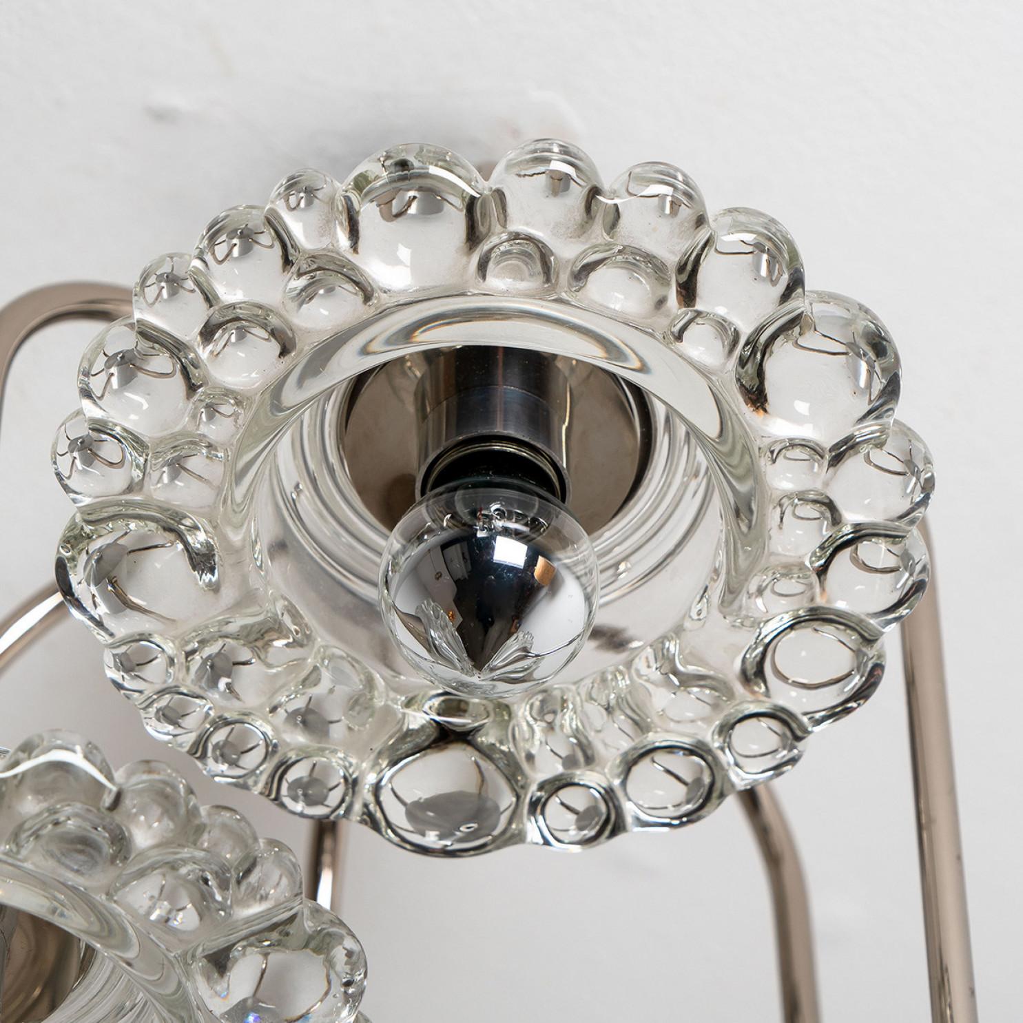 Other Glass and Chrome Chandelier by Hillebrand, 1960s For Sale
