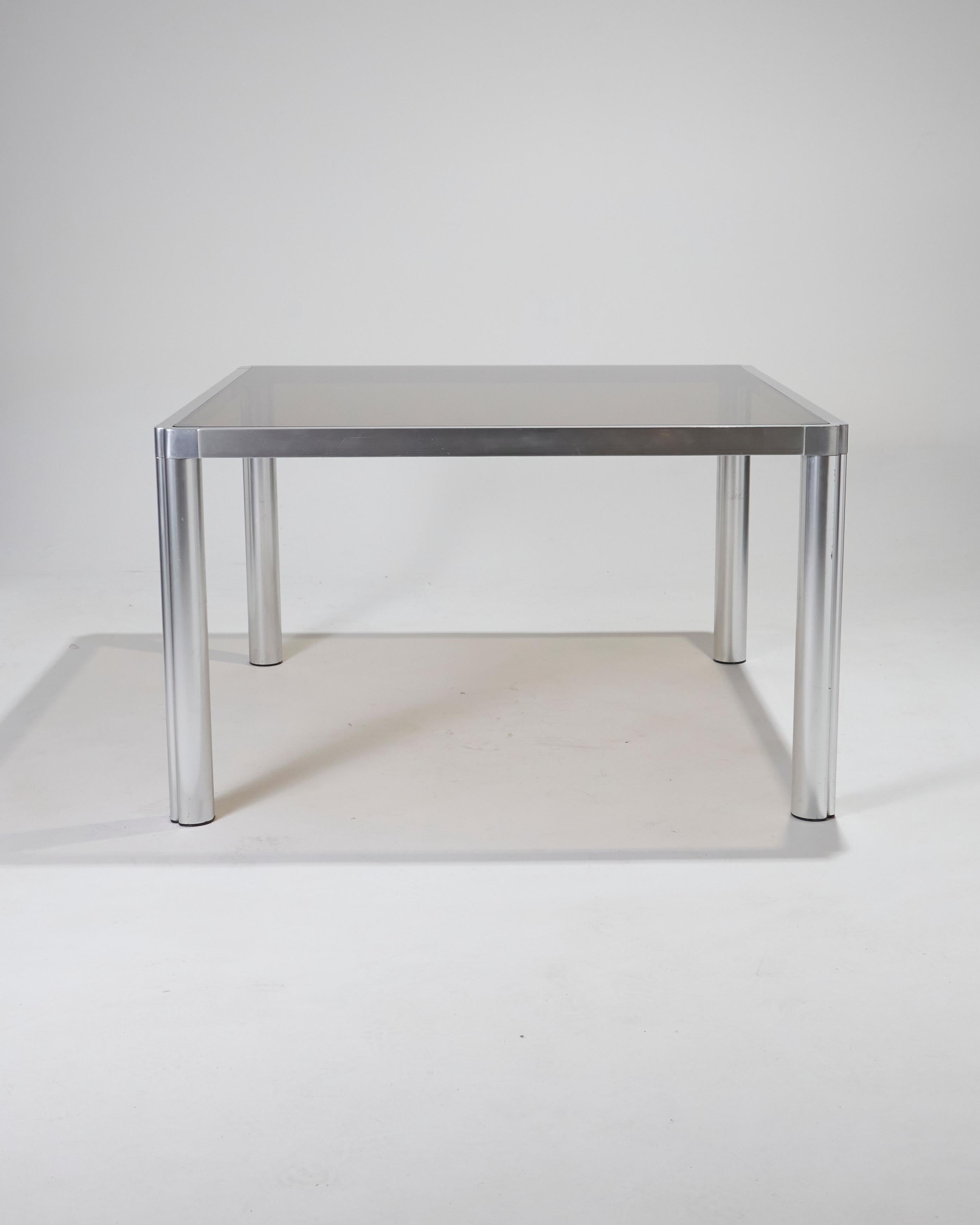 Table de salle à manger en verre et chrome, années 1970 en vente 5
