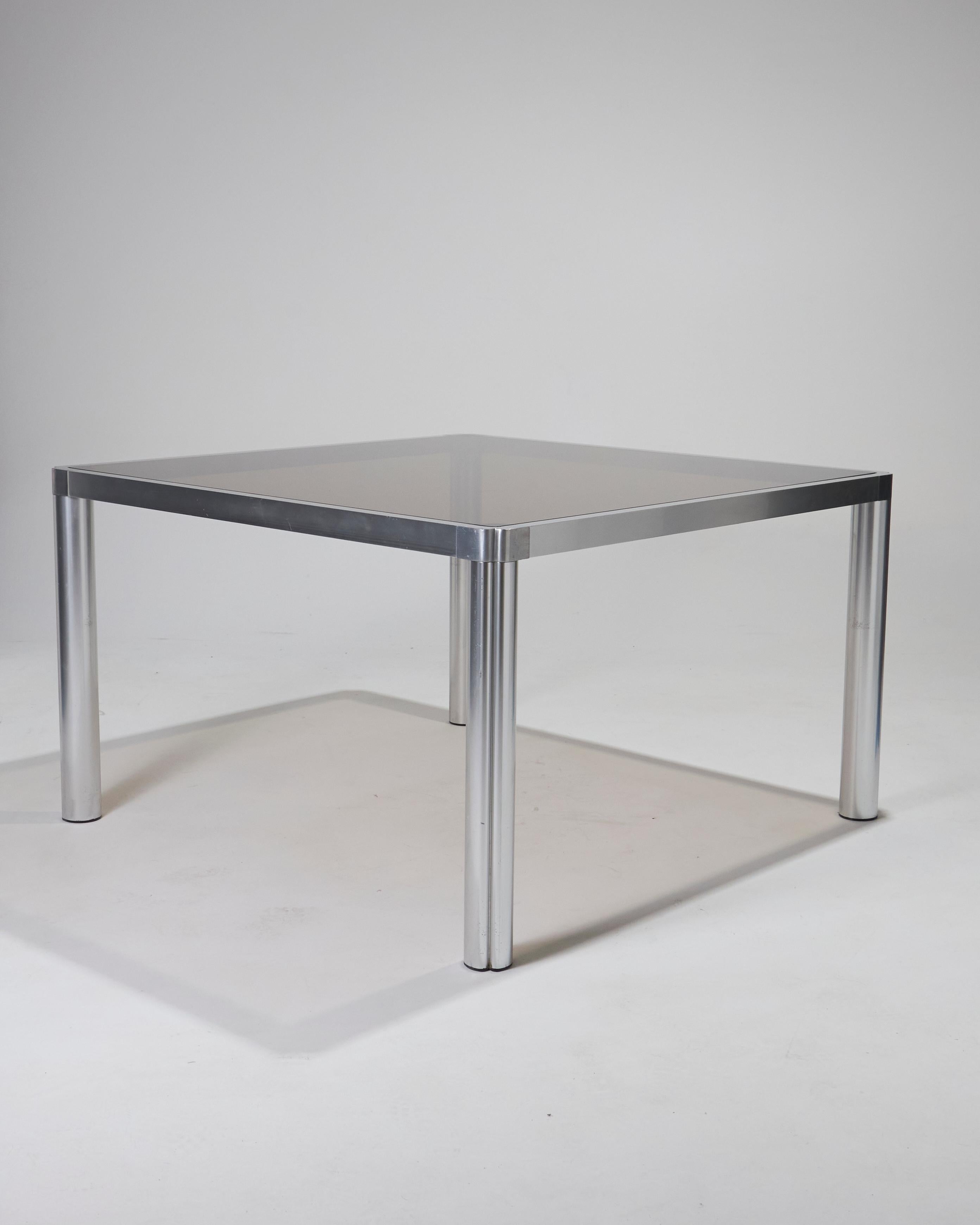 Table de salle à manger en verre et chrome, années 1970 en vente 6