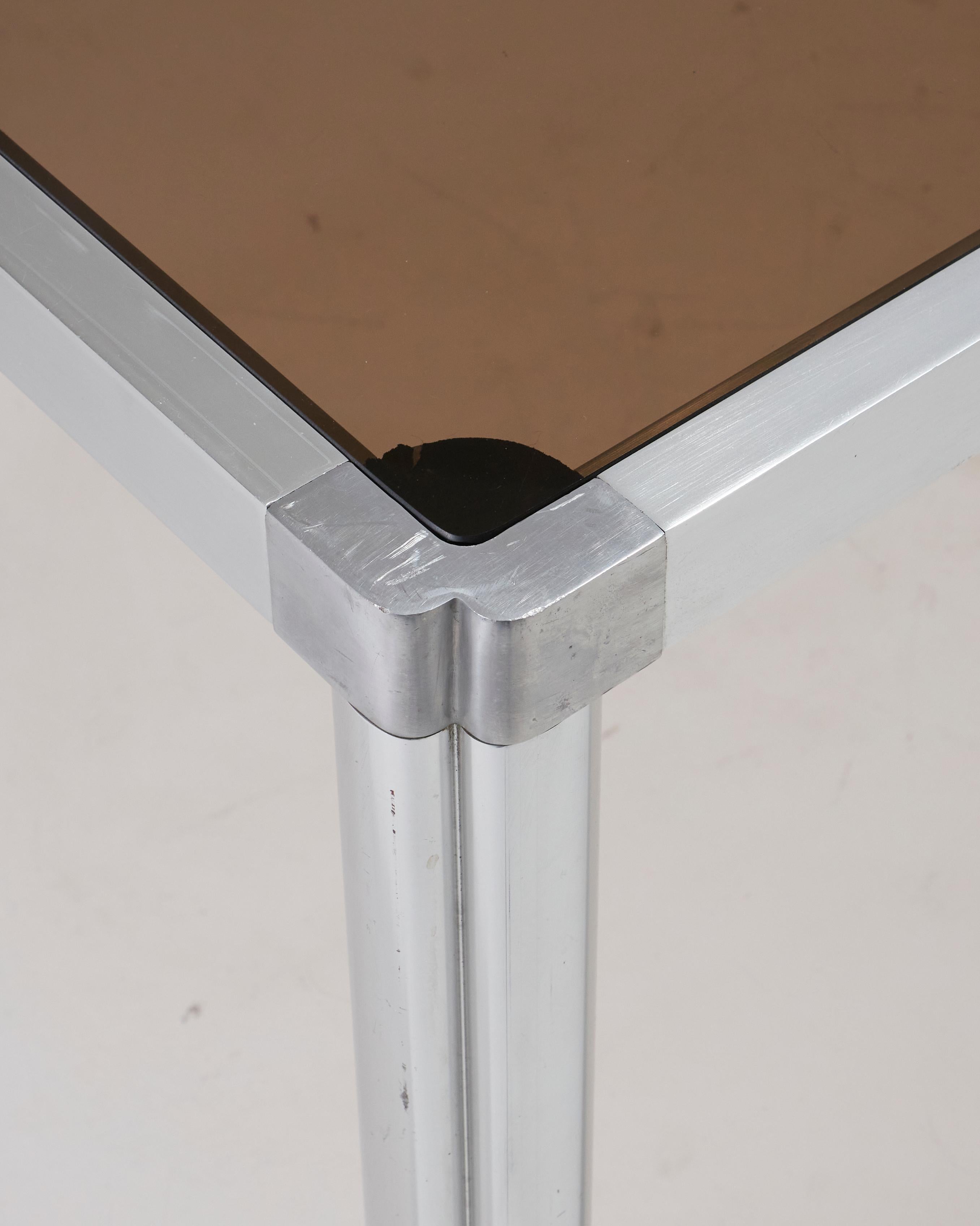 Table de salle à manger en verre et chrome, années 1970 en vente 7
