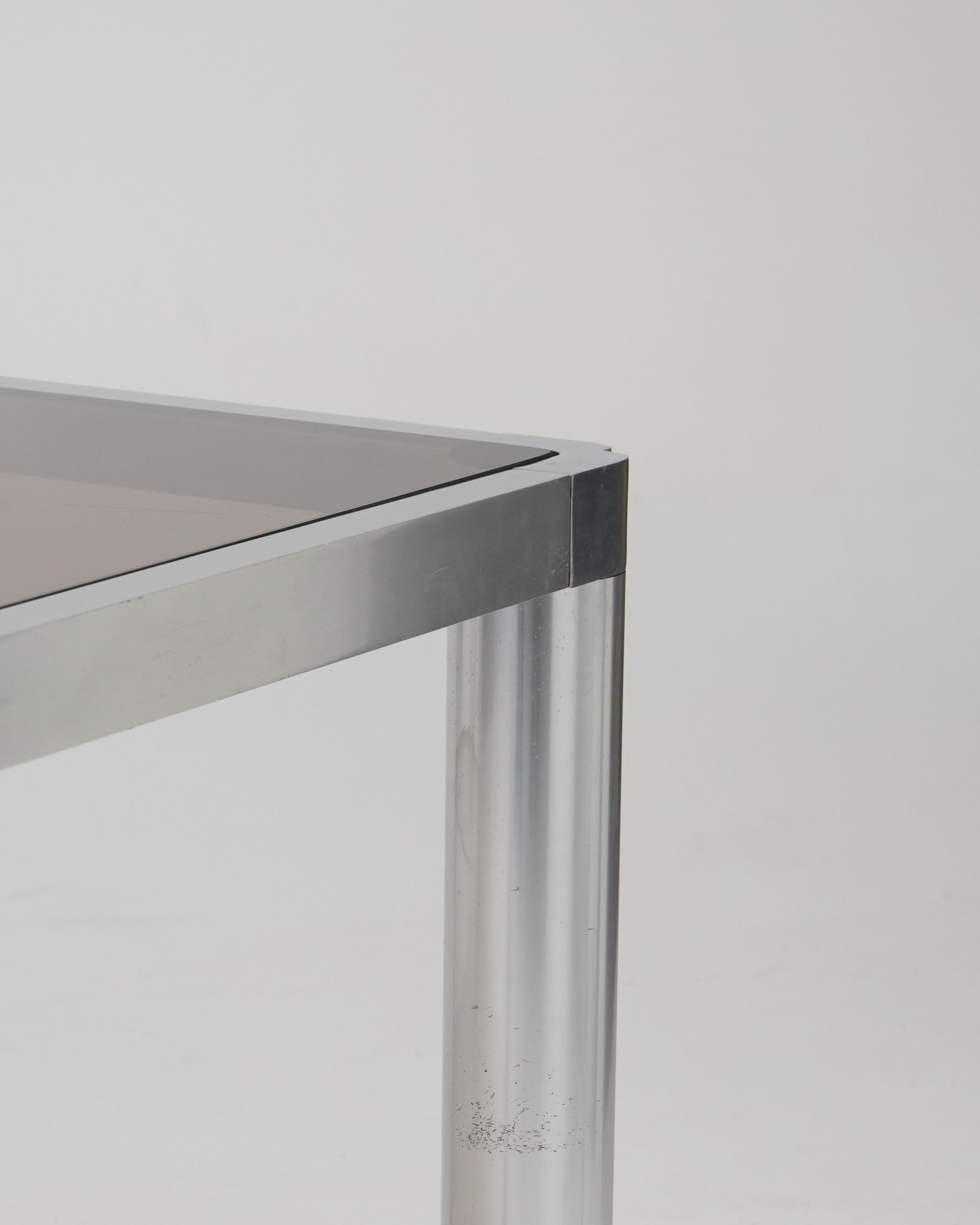 Table de salle à manger en verre et chrome, années 1970 en vente 15
