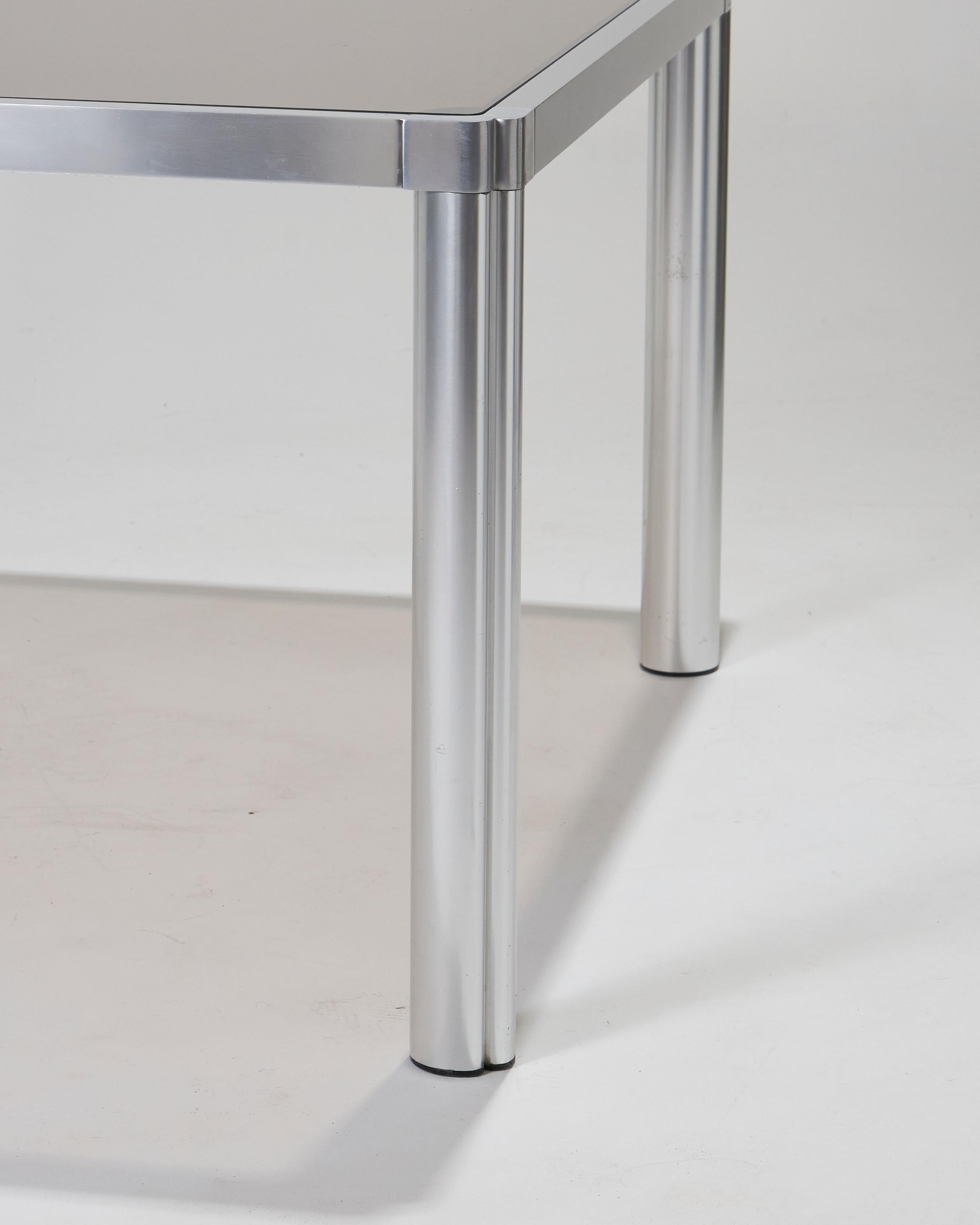 Table de salle à manger en verre et chrome, années 1970 Bon état - En vente à PARIS, FR
