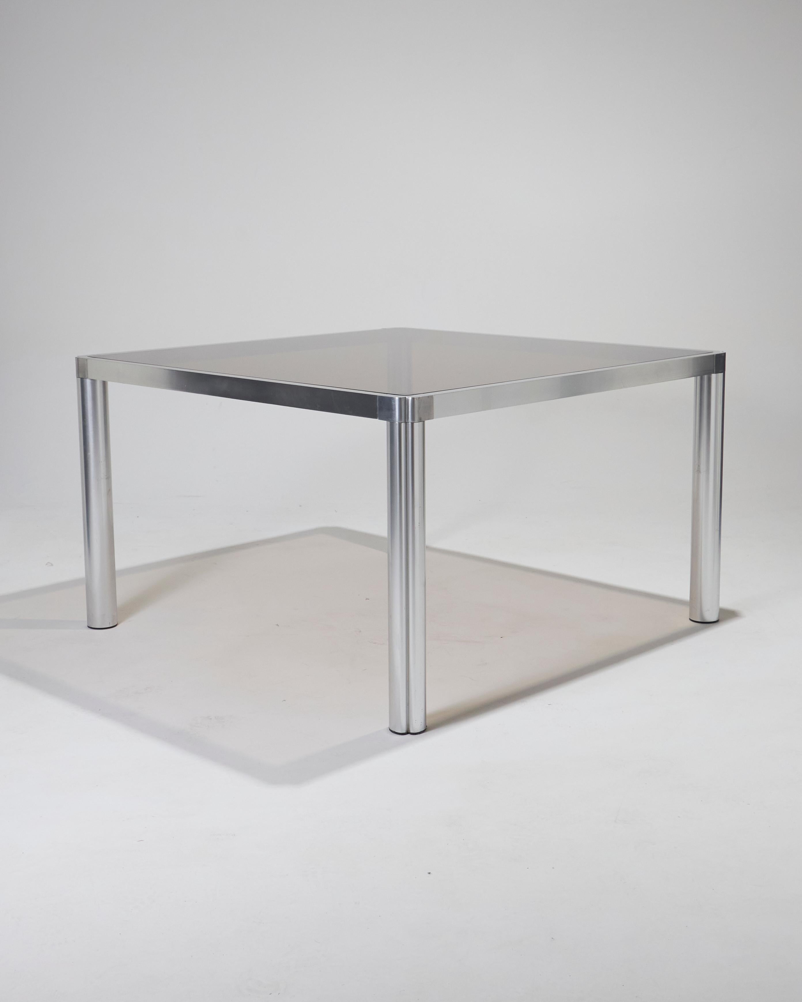 Table de salle à manger en verre et chrome, années 1970 en vente 4