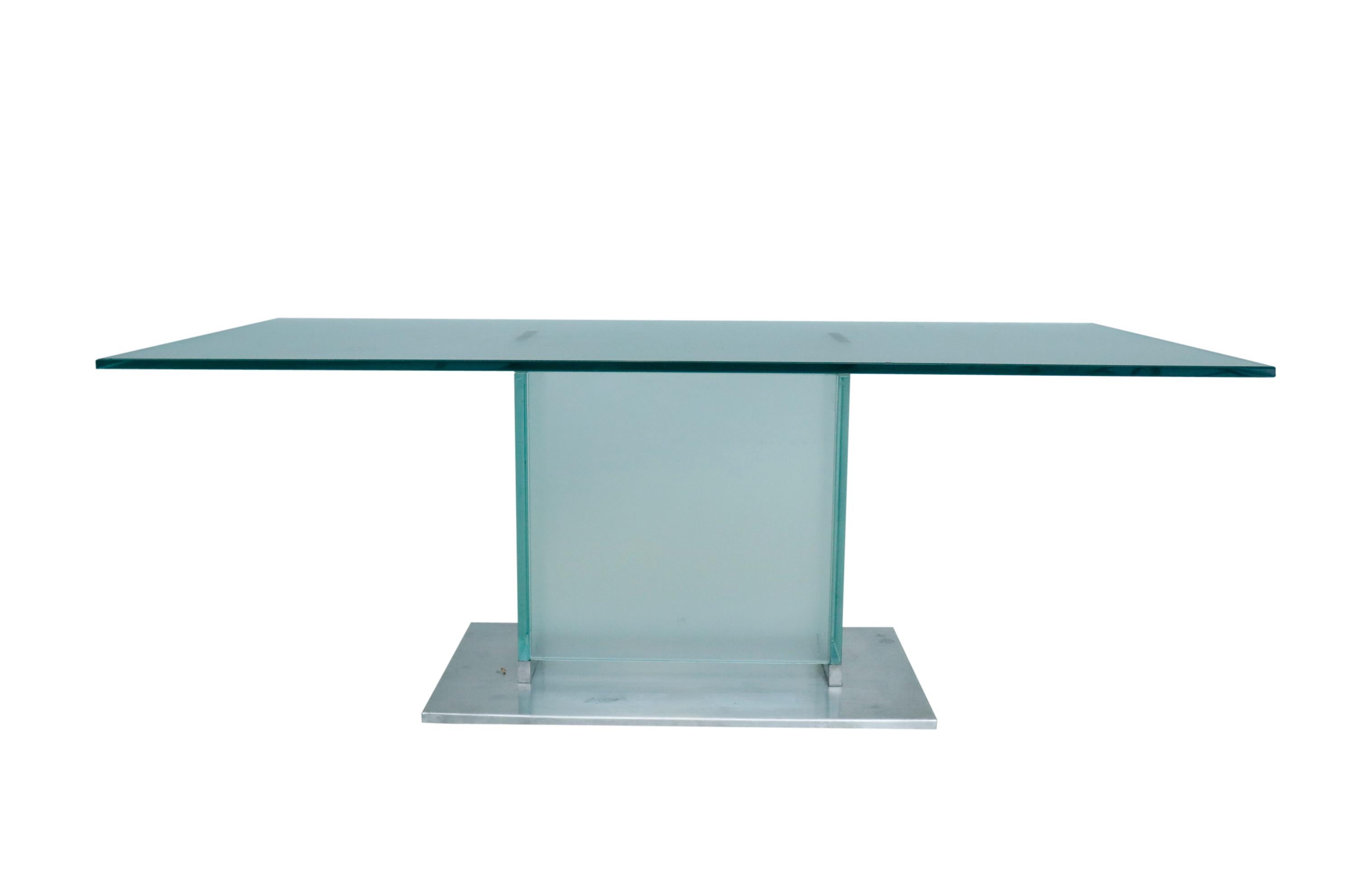 Glass and Chrome Low Table In Good Condition For Sale In Hudson, NY