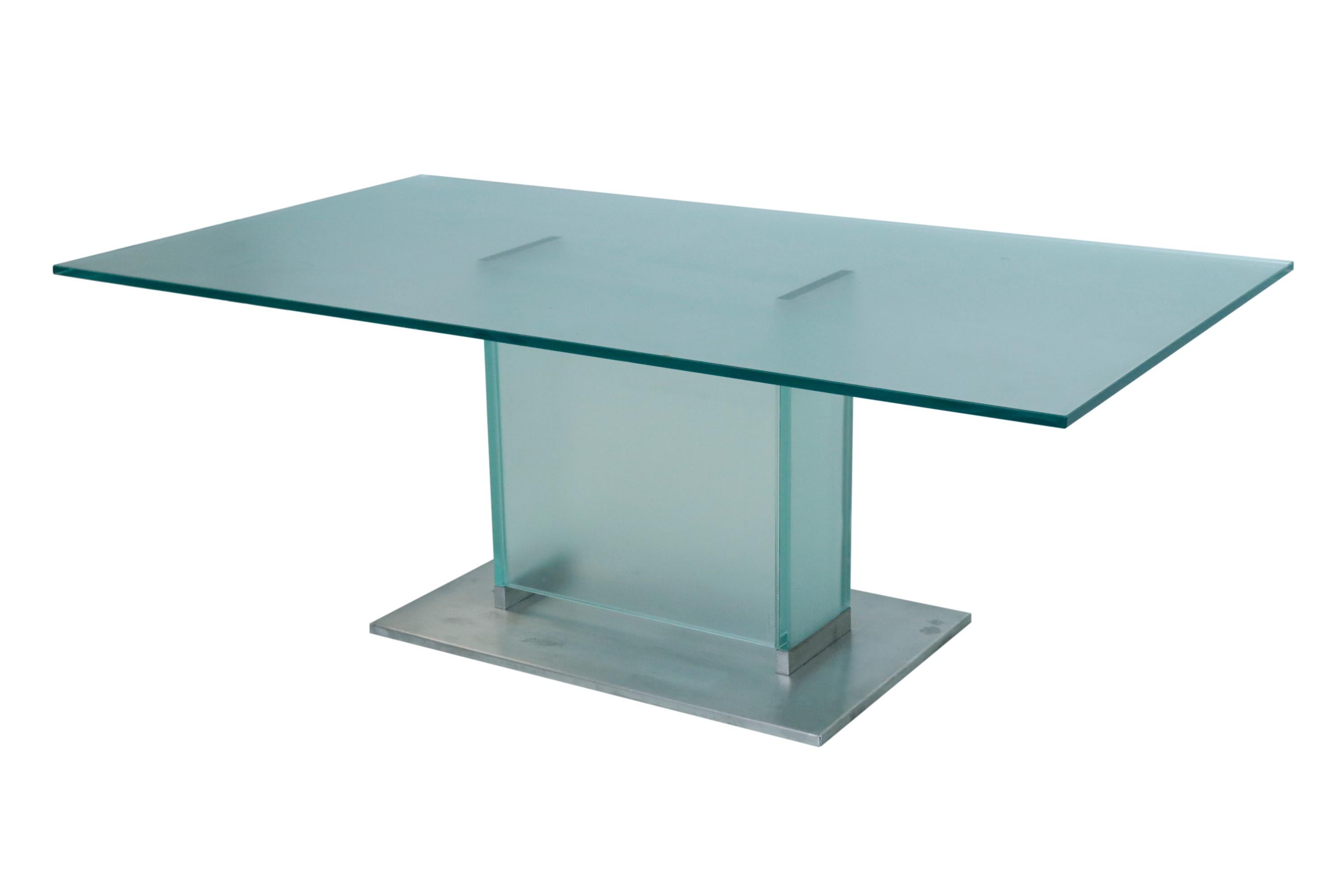 20th Century Glass and Chrome Low Table For Sale