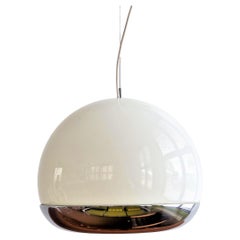 Glass and Chrome Pendant Lamp by De Martini, Falconi & Fois for Reggiani