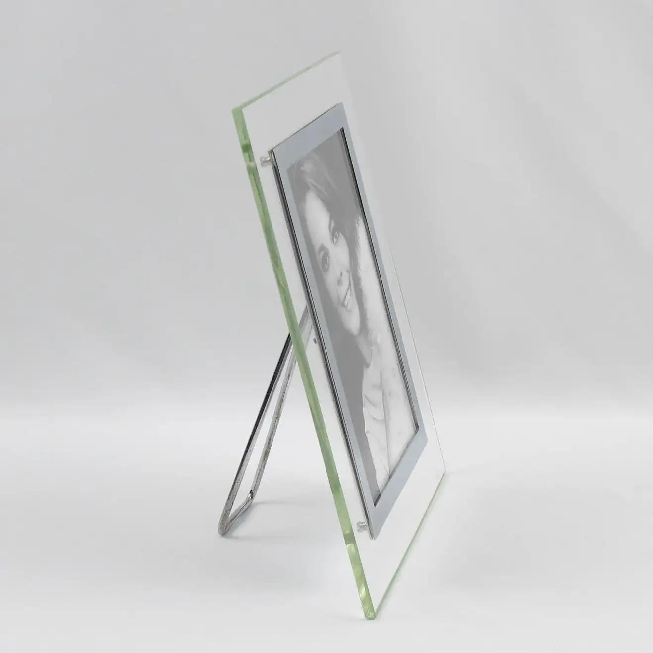 French Glass and Chrome Picture Frame, France 1940s For Sale