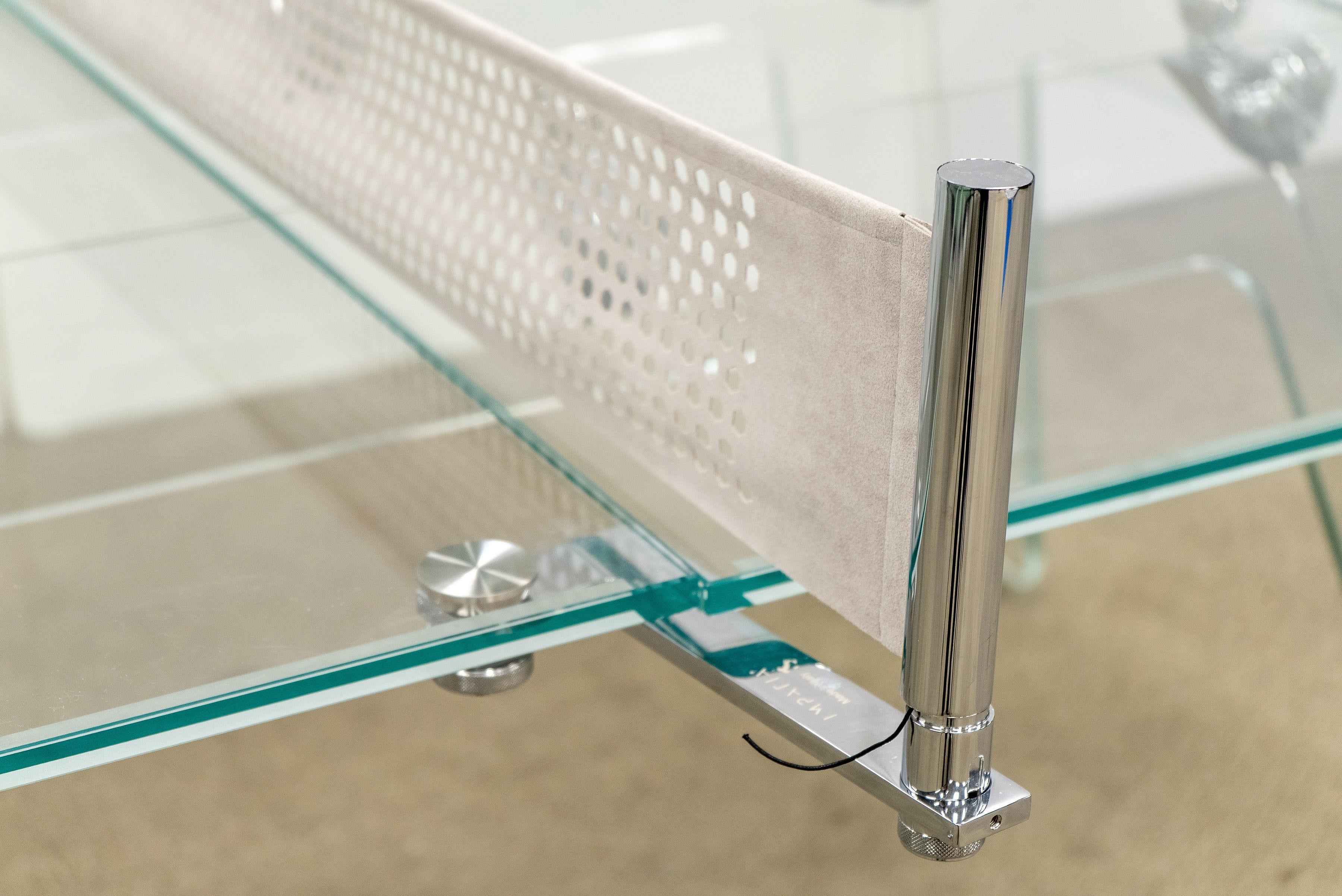italien Table de ping-pong en verre et chrome en vente